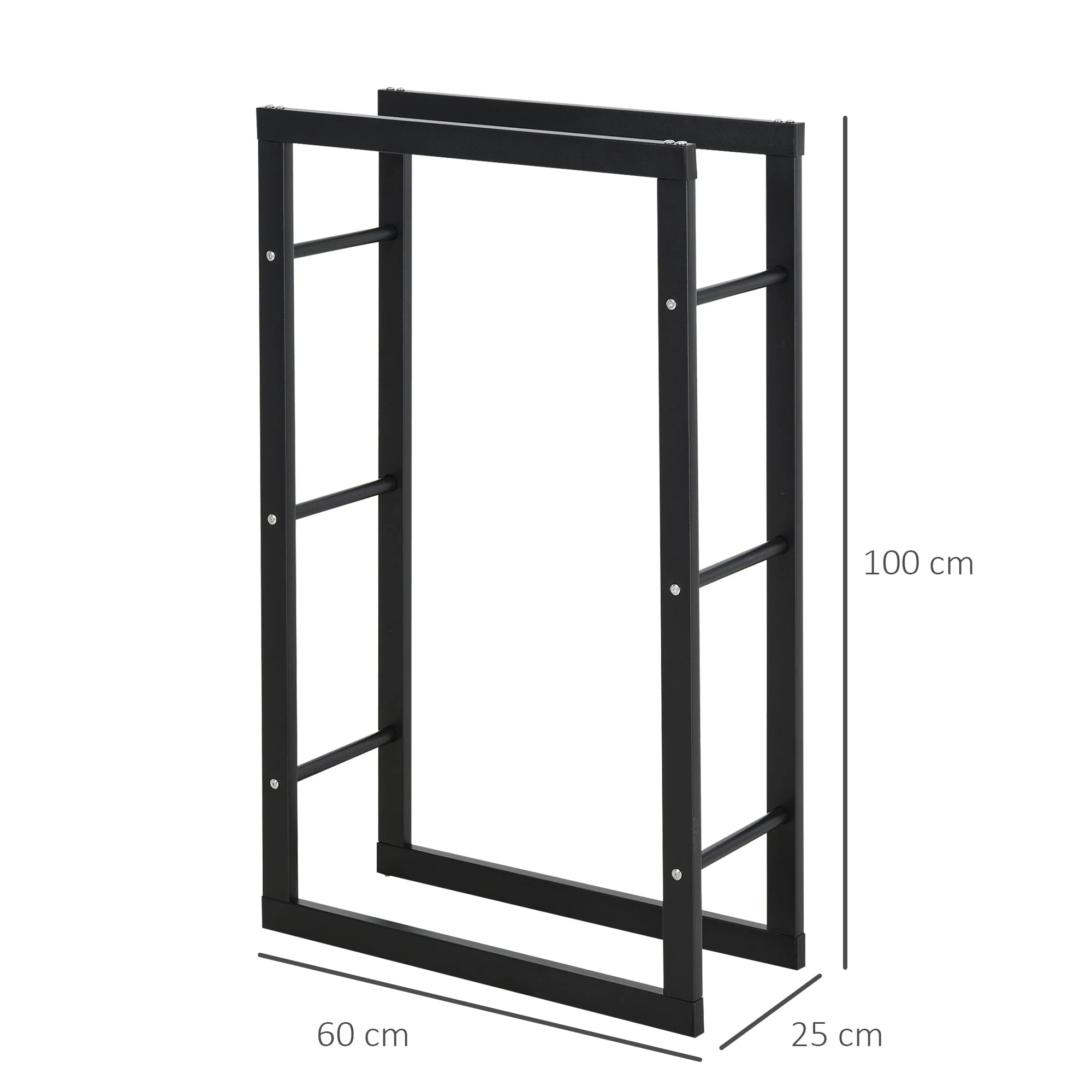 Metal Firewood Log Holder Tall Firewood Rack Indoor Outdoor Fireplace Wood Storage Shelf with Side Rails - Image 2