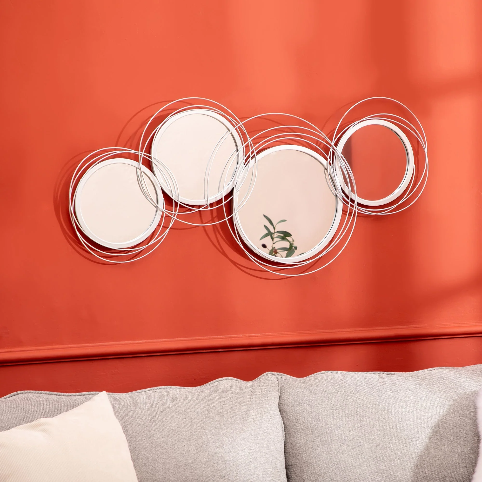 Metal Wall Art Modern Decorative Mirror Decor Hanging Home Wall Sculptures for Living Room Bedroom Dining Room - Image 2