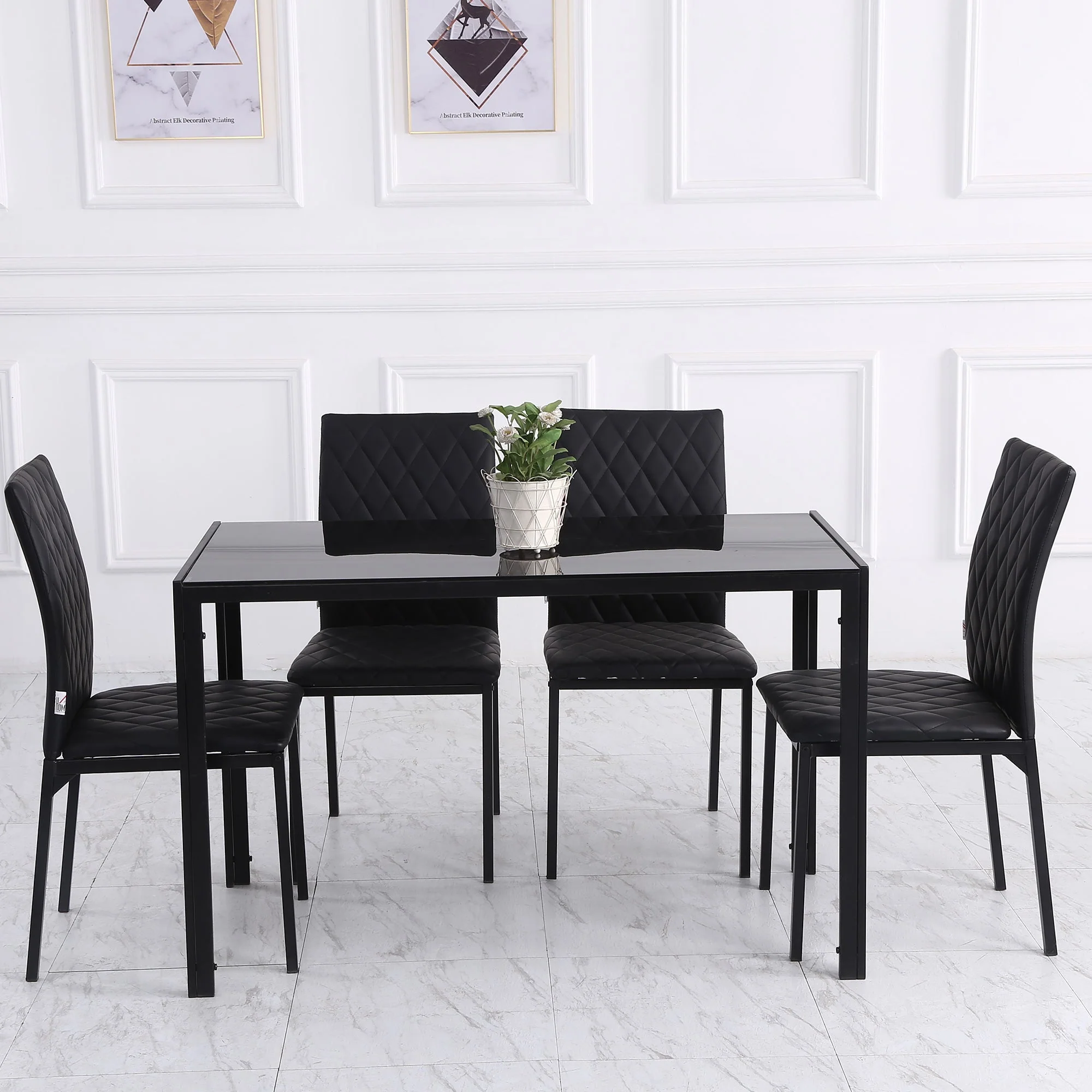 Modern Dining Chairs Upholstered Faux Leather Accent Chairs with Metal Legs for Kitchen - Image 7