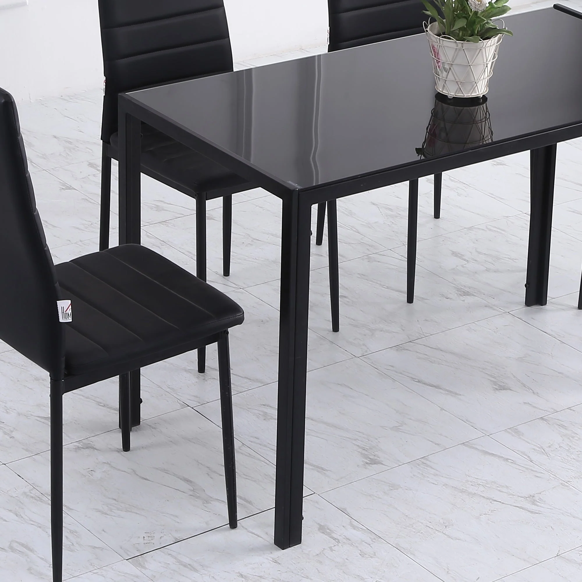 Modern Rectangular Dining Table for 4 People Glass Kitchen Table with Tempered Glass Top and Metal Legs for Dining Room - Image 9
