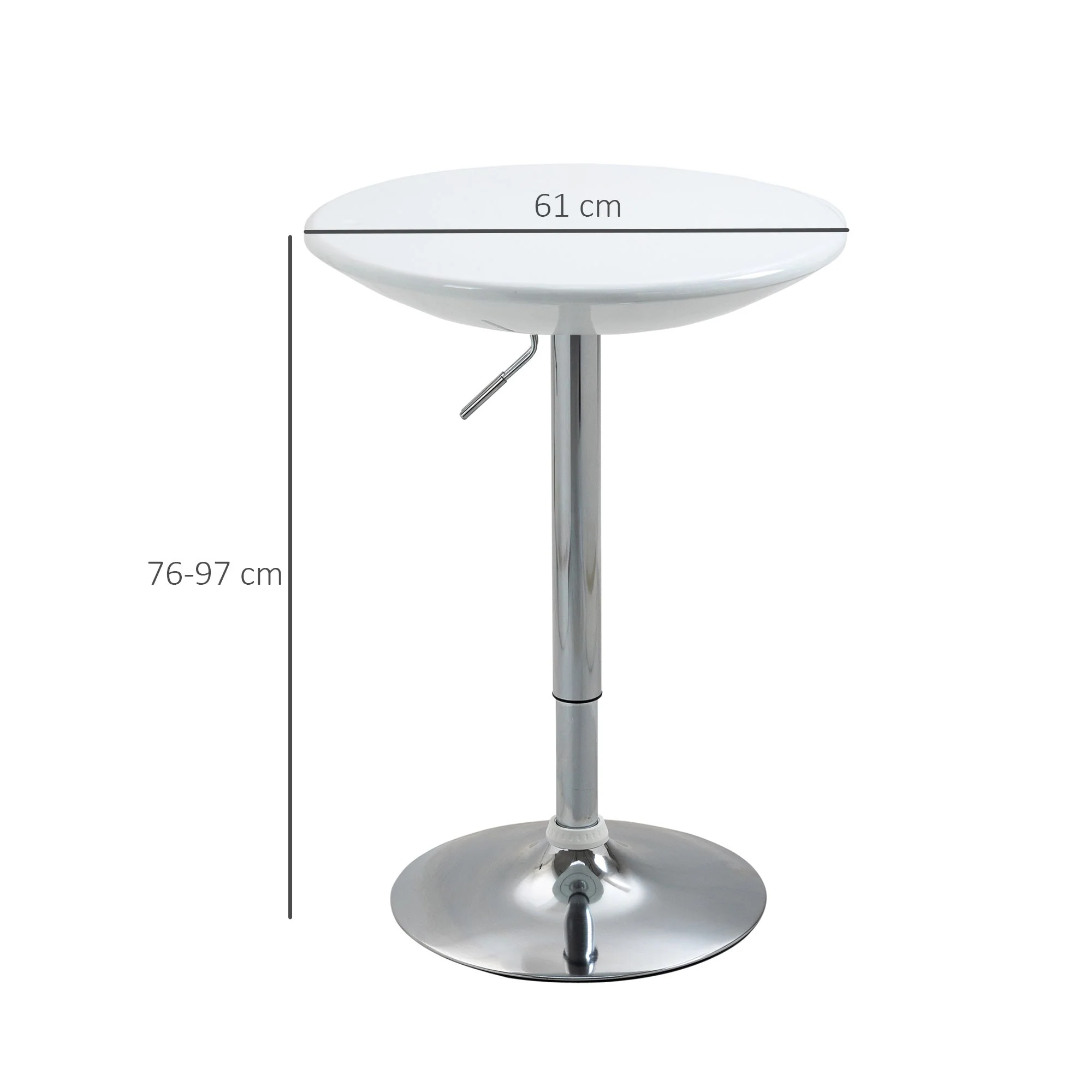 Modern Round Bar Table Adjustable Height Home Pub Bistro Desk Swivel Painted Top with Silver Steel Leg and Base - Image 2