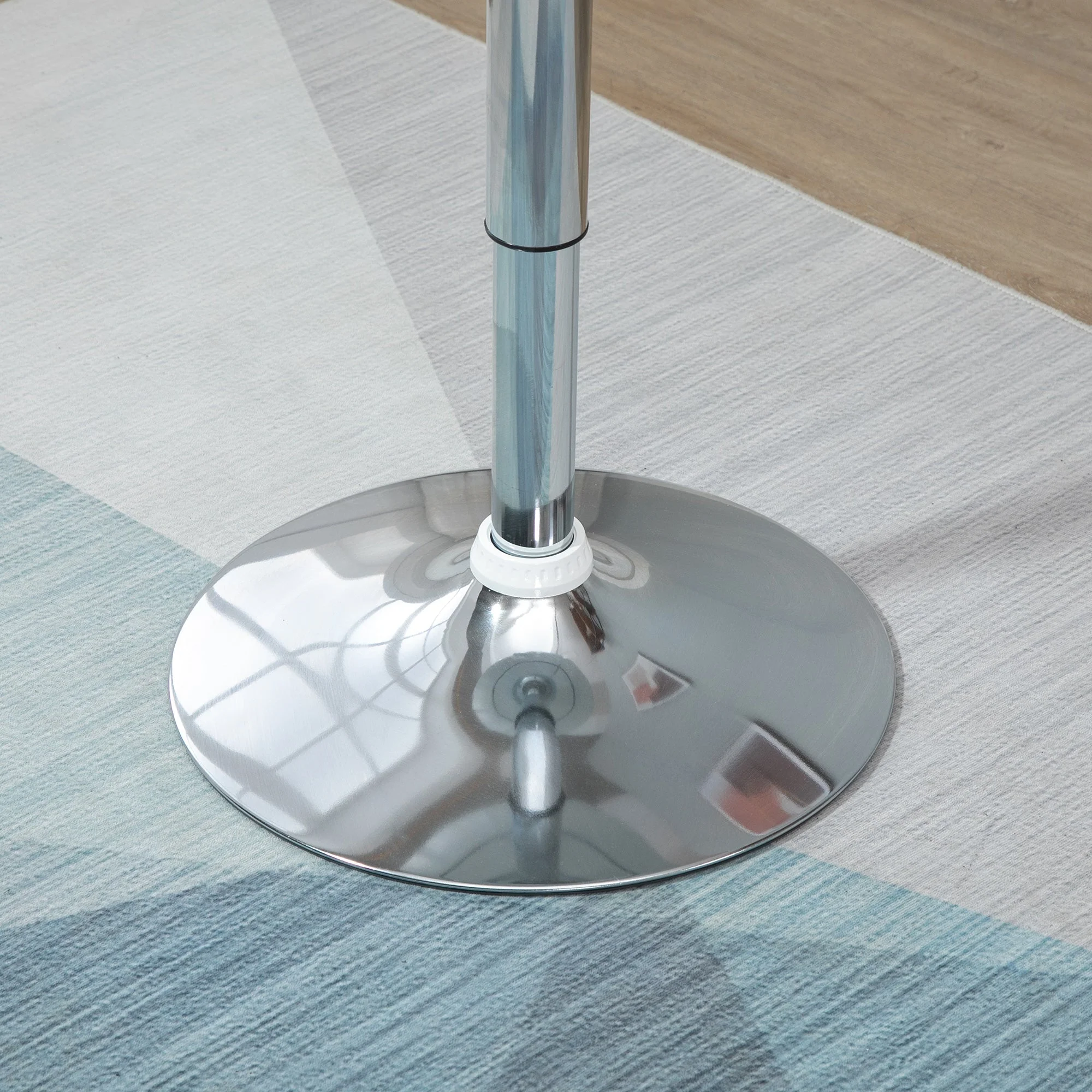 Modern Round Bar Table Adjustable Height Home Pub Bistro Desk Swivel Painted Top with Silver Steel Leg and Base - Image 7