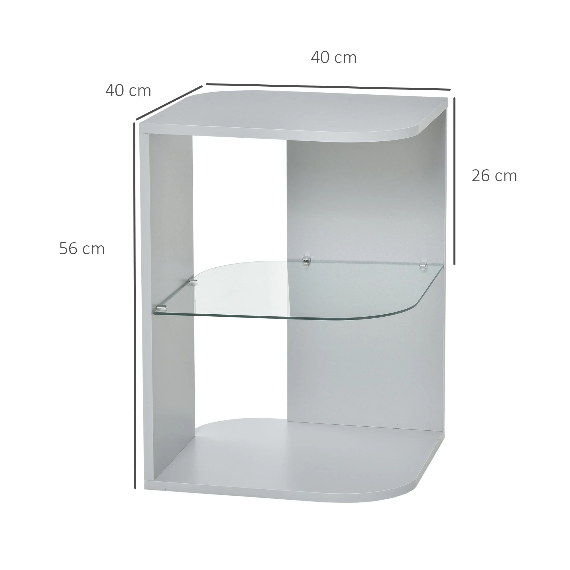Modern Side Table Three Layer Bedside Table Nightstand with 2 Storage Shelves - Image 3