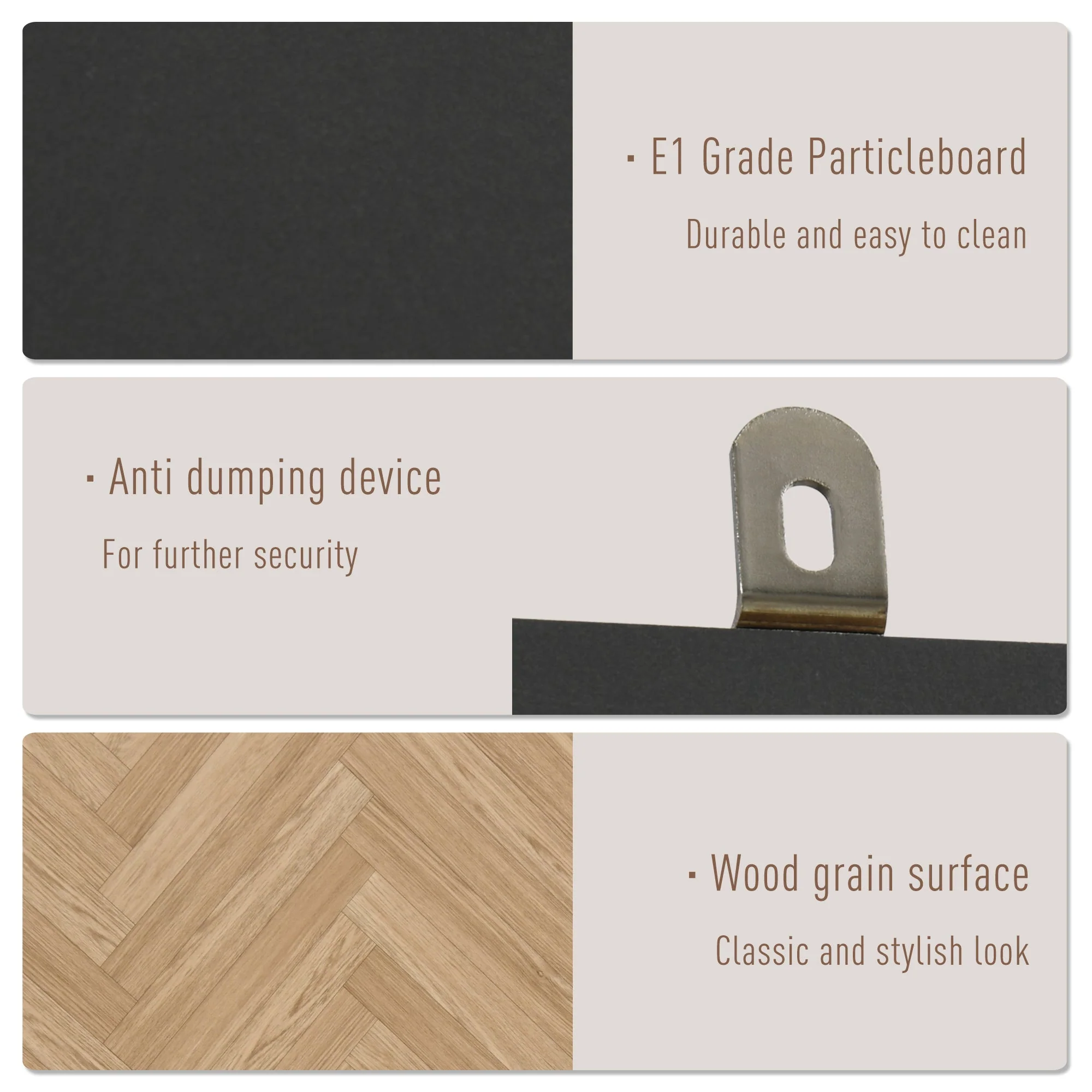 Modern Wardrobe Cabinet Wood Grain Sticker Surface with Shelf - Image 6