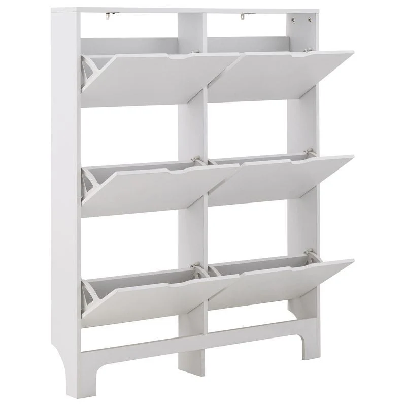 Narrow Tall Shoe Storage White 6 Doors 6 Shelves - Image 2