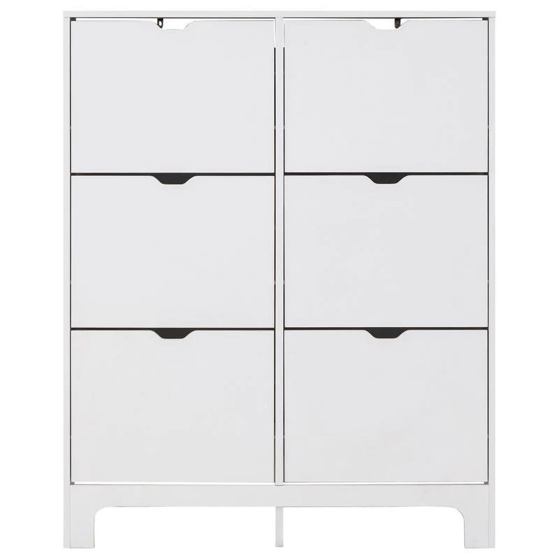 Narrow Tall Shoe Storage White 6 Doors 6 Shelves - Image 3
