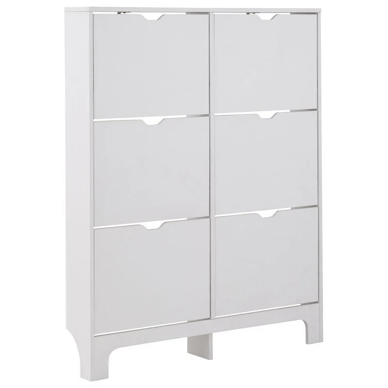 Narrow Tall Shoe Storage White 6 Doors 6 Shelves - Image 5
