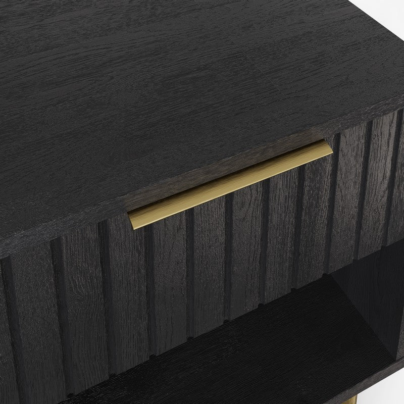 Nervata Side Table Black 1 Shelf 1 Drawer - Image 4