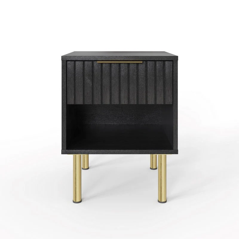 Nervata Side Table Black 1 Shelf 1 Drawer - Image 5