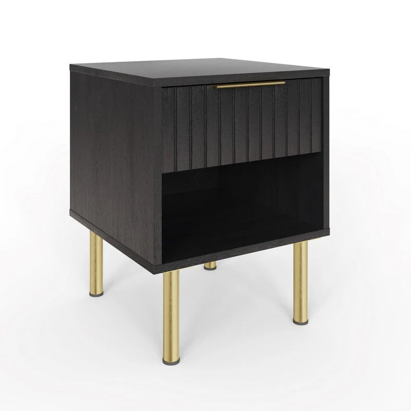 Nervata Side Table Black 1 Shelf 1 Drawer - Image 6