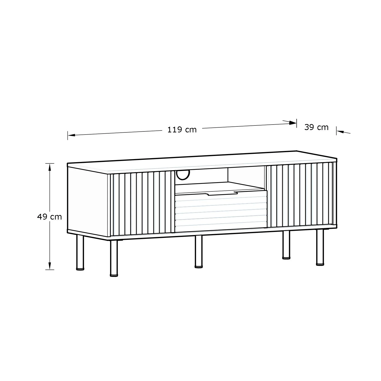 Nervata TV Unit Oak & Black 1 Shelf 1 Drawer 2 Doors - Image 6