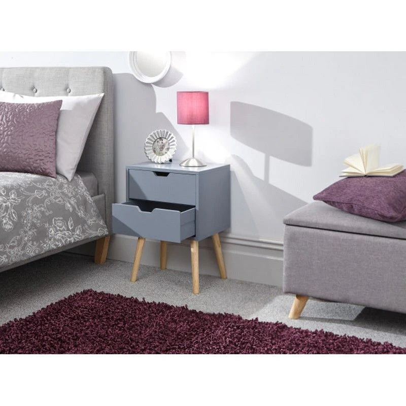 Nyborg Bedside Table Dark Grey 2 Drawers - Image 2