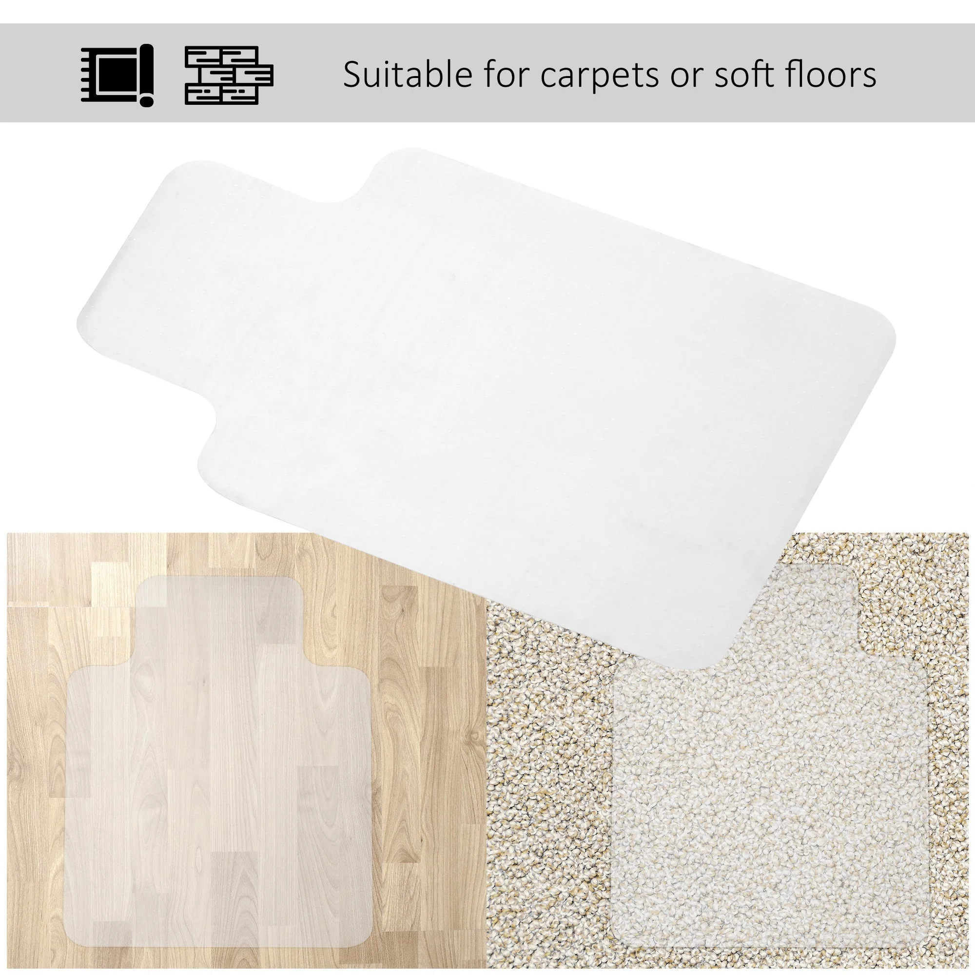 Office Carpet Protector Chair Mat High Impact Strength Clear Spike Non Slip Chairmat Frosted Lipped - Image 6