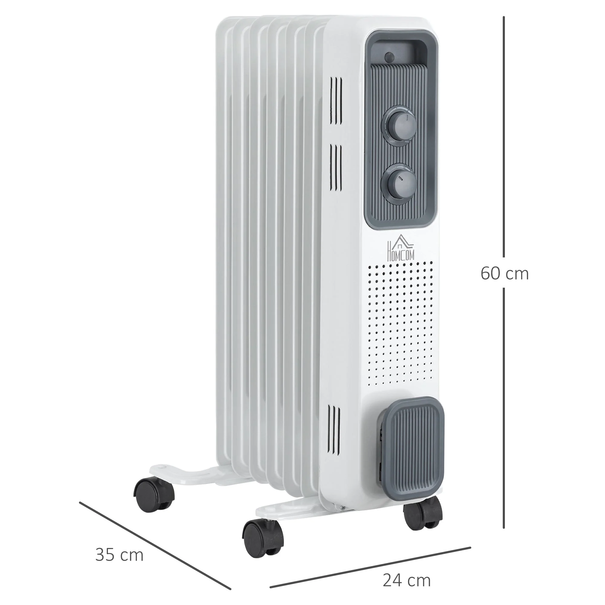 Oil Filled Radiator Seven Fin Portable Heater w/ Three Heat Settings - Image 3