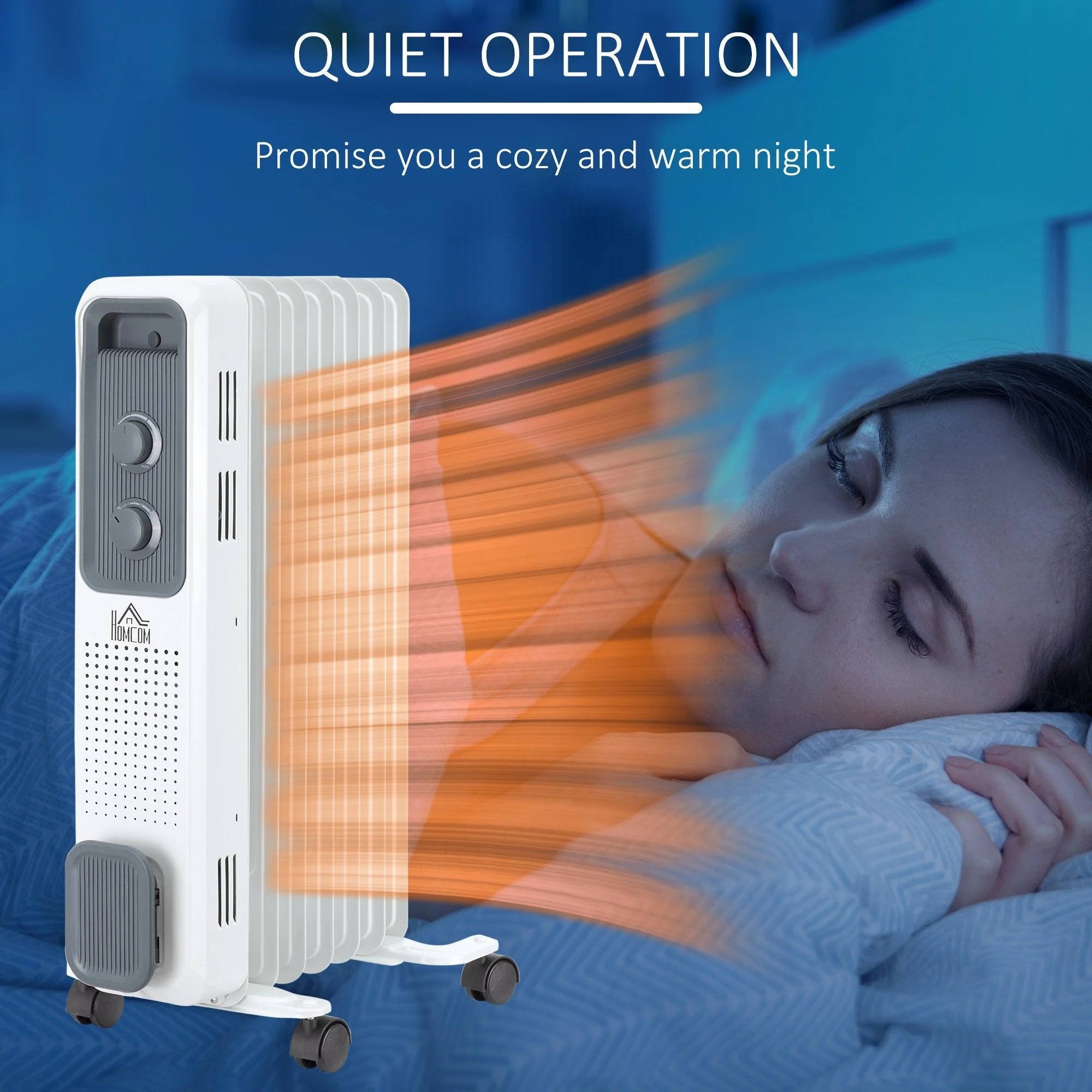 Oil Filled Radiator Seven Fin Portable Heater w/ Three Heat Settings - Image 6