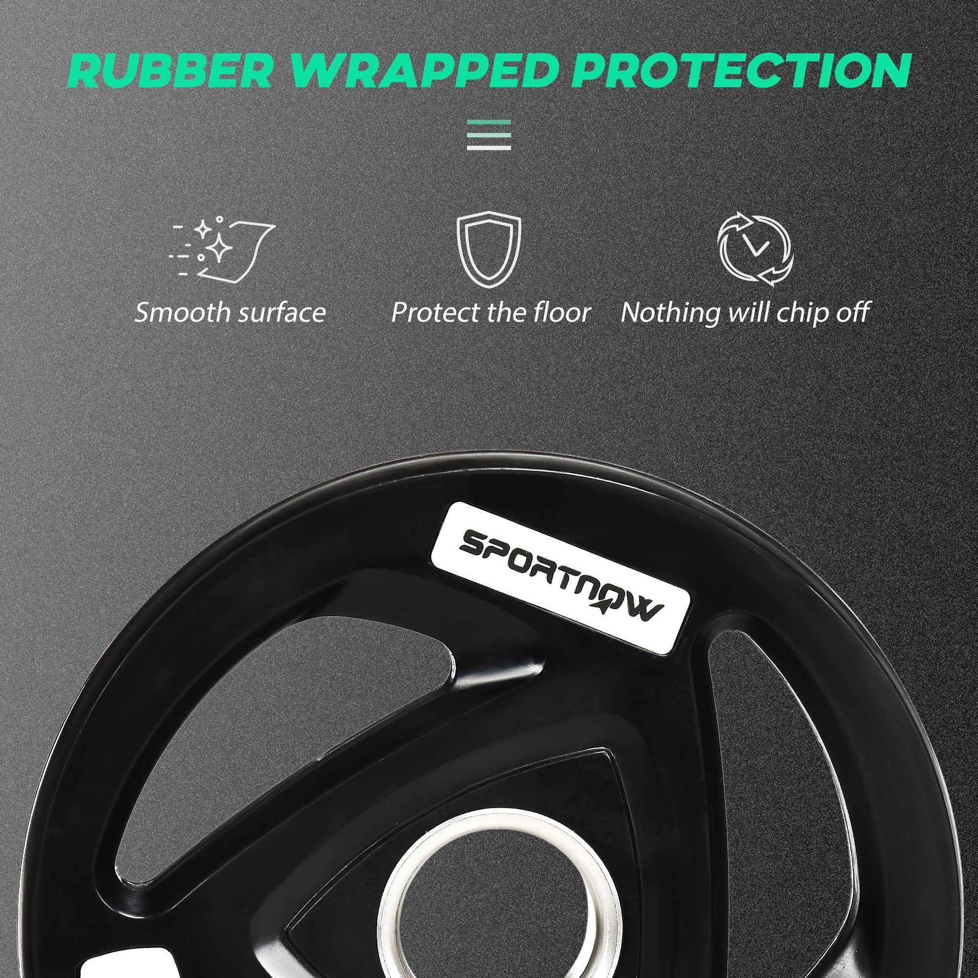 Olympic 2 x 10kg With 5cm Core Hole Weight Plates Steel & Rubber Black by Sportnow - Image 6