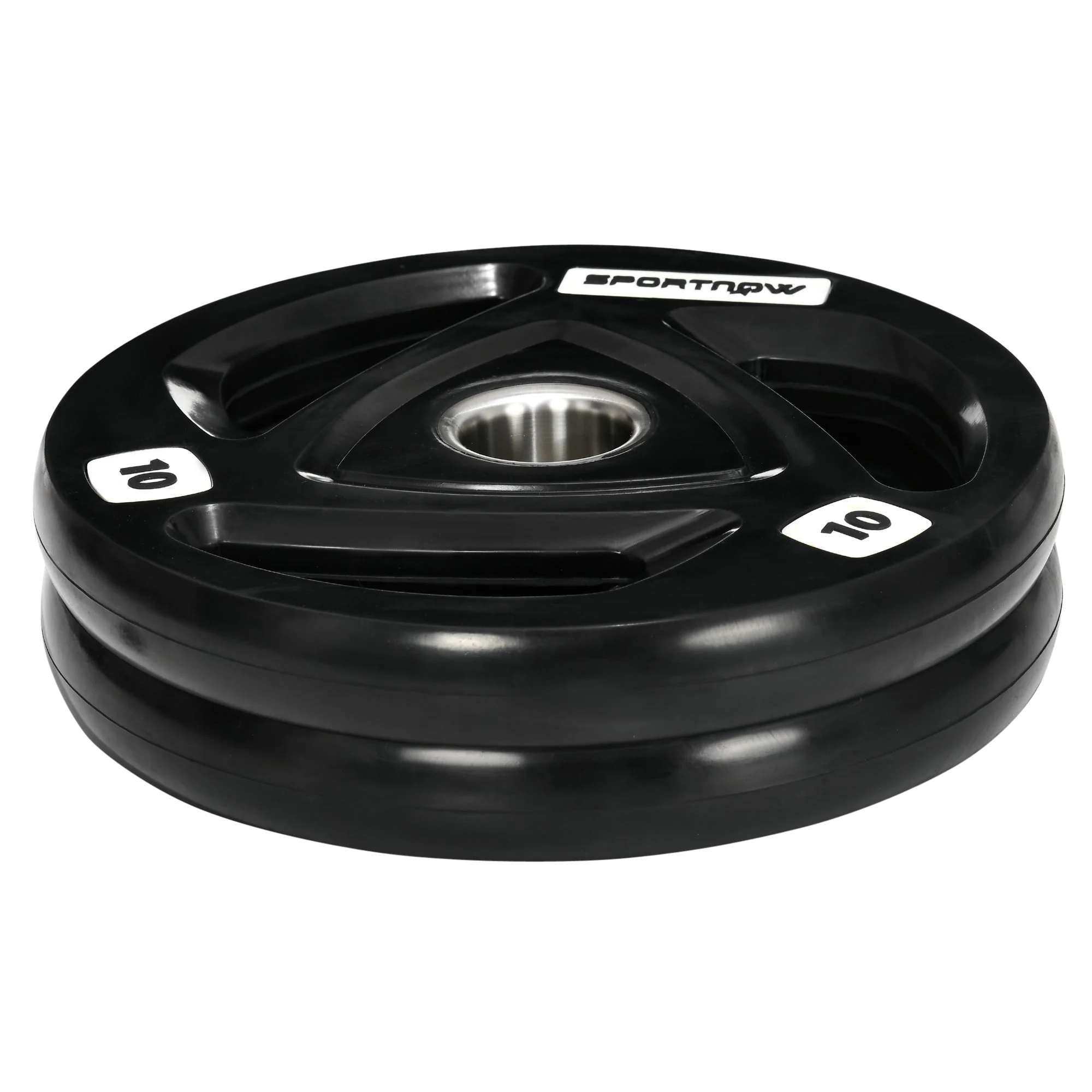 Olympic 2 x 10kg With 5cm Core Hole Weight Plates Steel & Rubber Black by Sportnow - Image 9