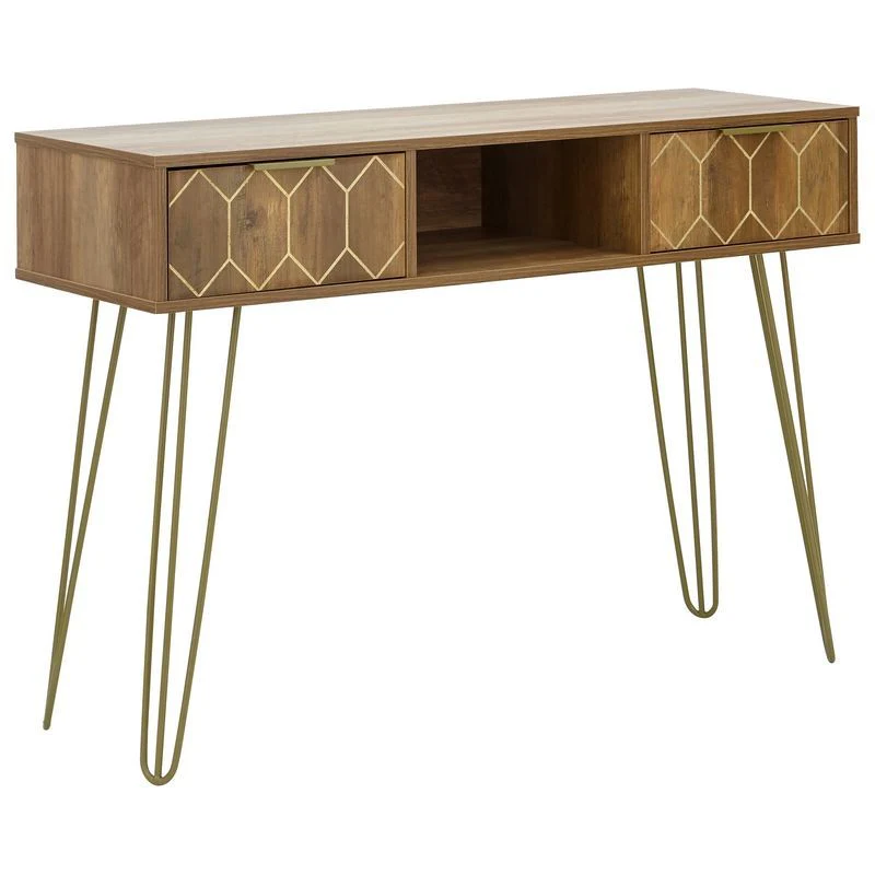 Orleans Console Table Natural 1 Shelf 2 Drawers - Image 3