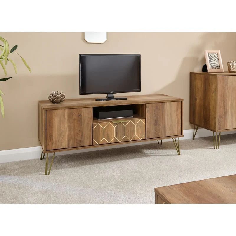 Orleans TV Unit Natural 1 Shelf 1 Drawer 2 Doors - Image 5