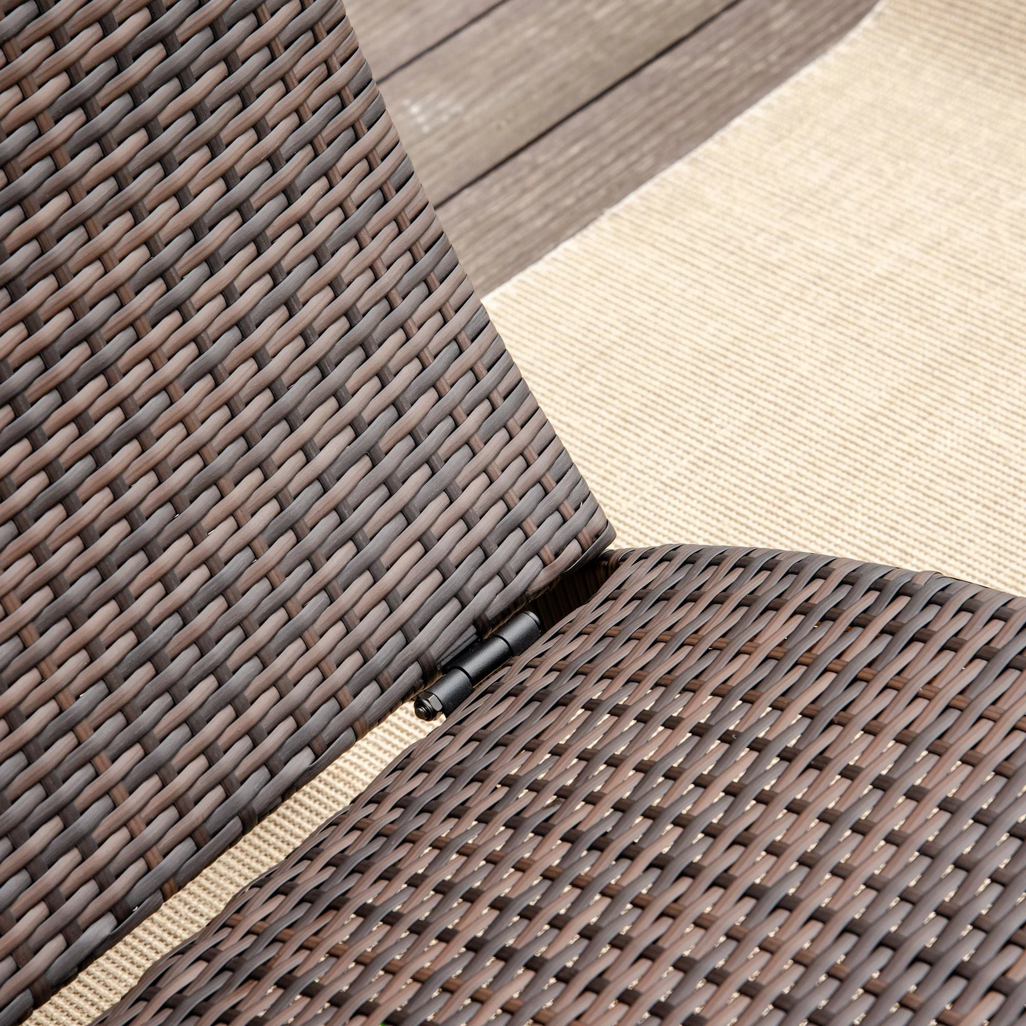 Outdoor Foldable PE Rattan Sun Lounger with Soft Padded Cushion - Image 8