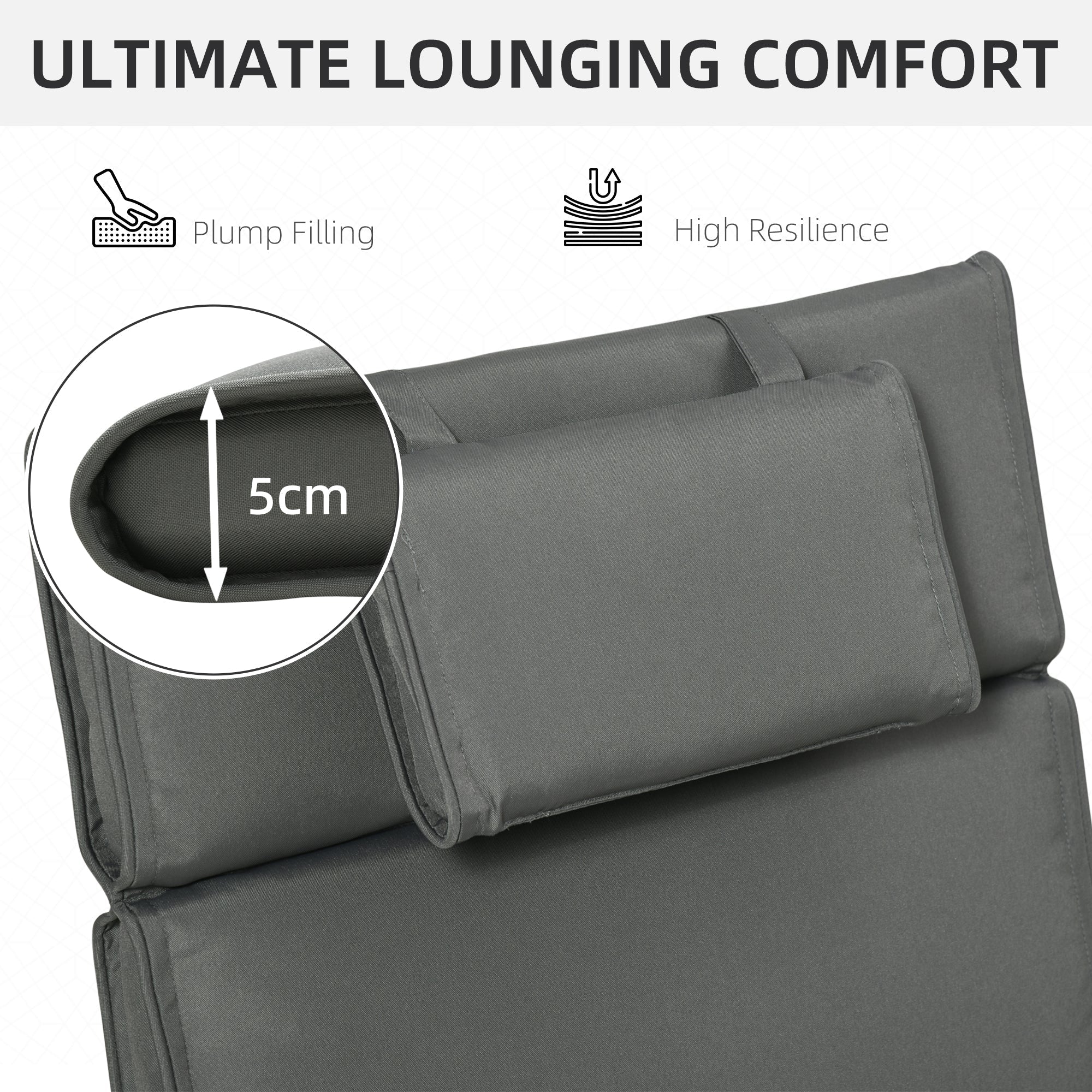 Outdoor Garden Patio Folding High Back Chair Cushion Replacement Seat Pad - Grey - Image 4