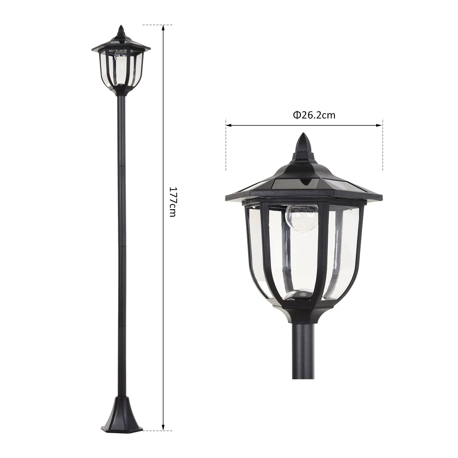 Outdoor Garden Solar Post Lamp Sensor Light LED Lantern Bollard Pathway Torch Light 1.77m Tall - Image 3