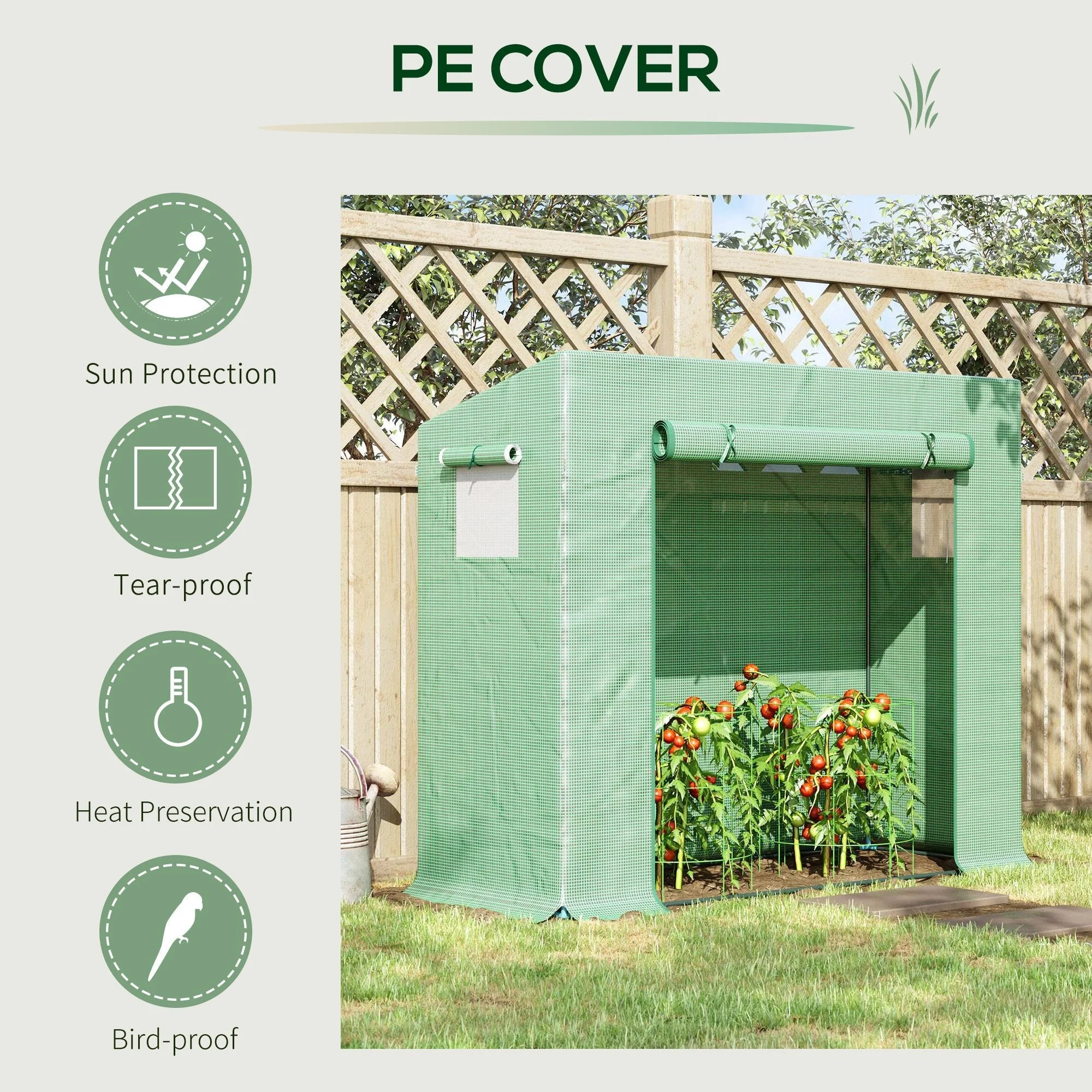 Outdoor Greenhouse Poly Tunnel Plants Reinforced Top Cover 1.98 X 0.77 X 1.49 M - Image 4