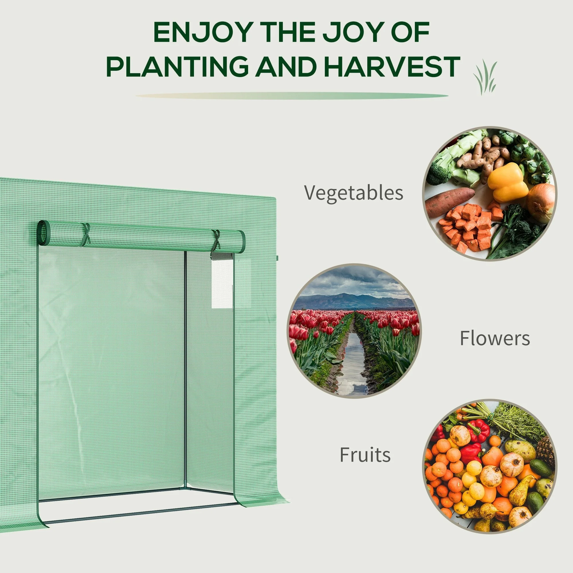 Outdoor Greenhouse Poly Tunnel Plants Reinforced Top Cover 1.98 X 0.77 X 1.49 M - Image 7