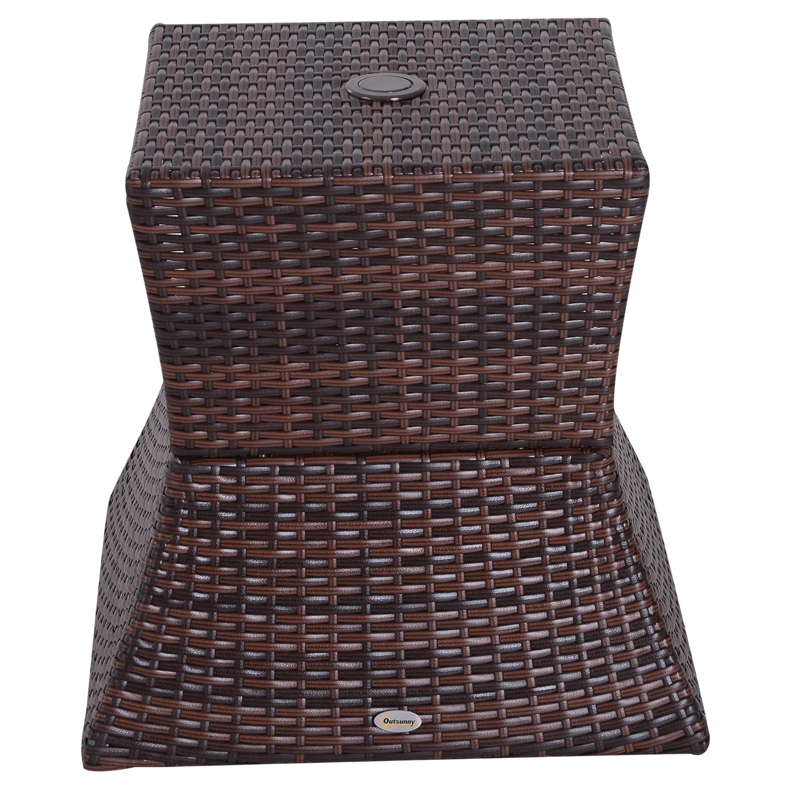 Outdoor Patio Rattan Wicker Coffee Table Bistro Side Table w/ Umbrella Hole and Storage Space - Image 6