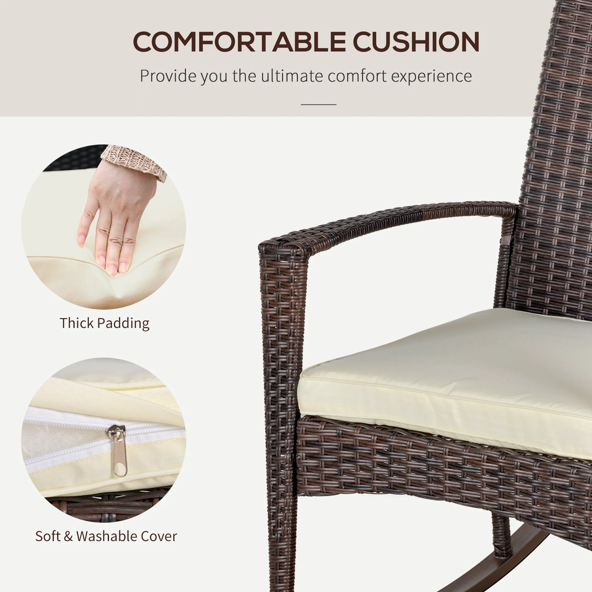 Outdoor PE Rattan Rocking Chair - Image 5