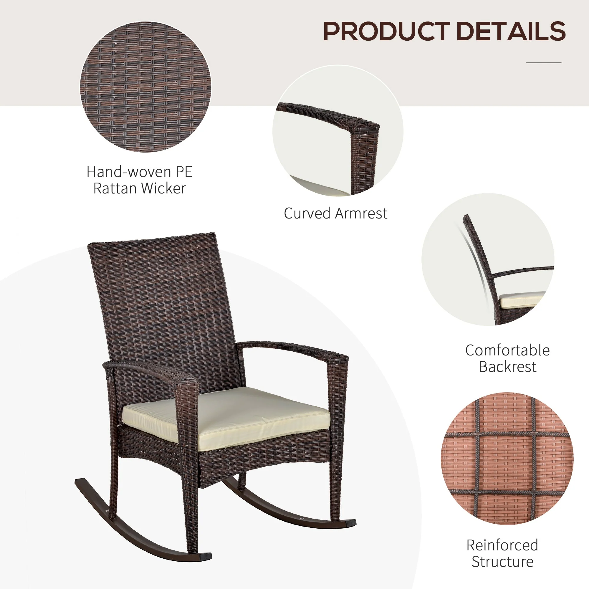 Outdoor PE Rattan Rocking Chair - Image 6