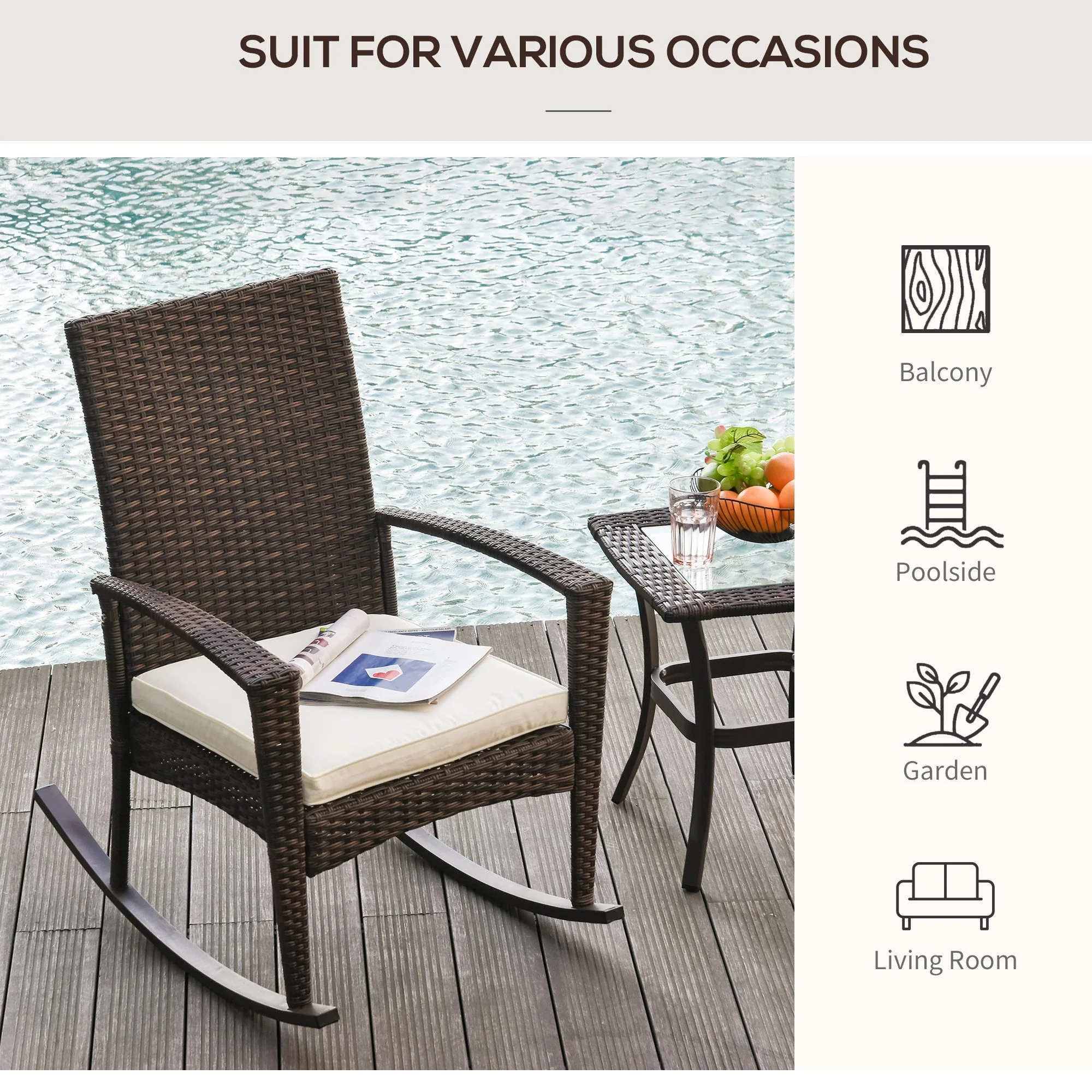 Outdoor PE Rattan Rocking Chair - Image 7