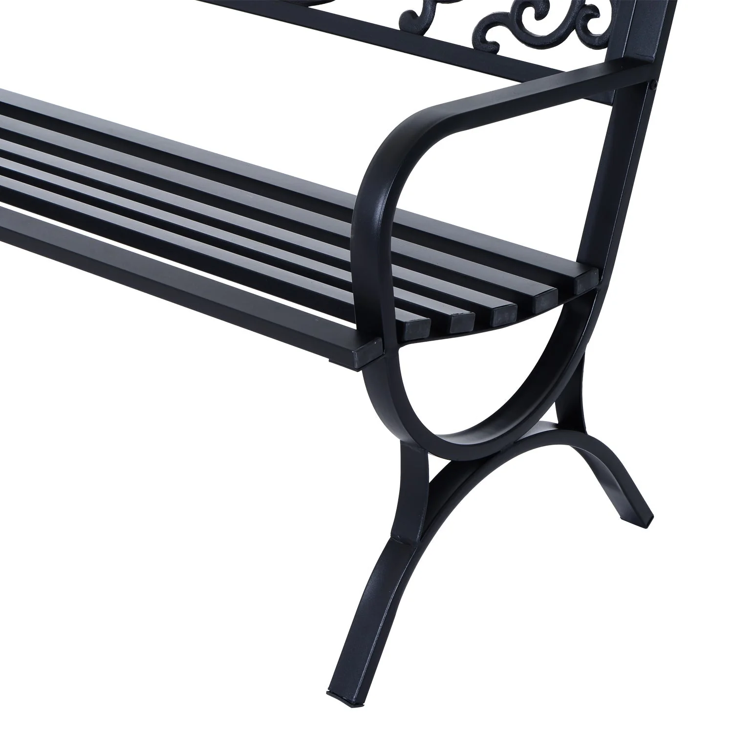 Outsunny 127L X 60W X 85H cm Powder Coated Garden Bench For Patio Backyard Steel-Black - Image 7