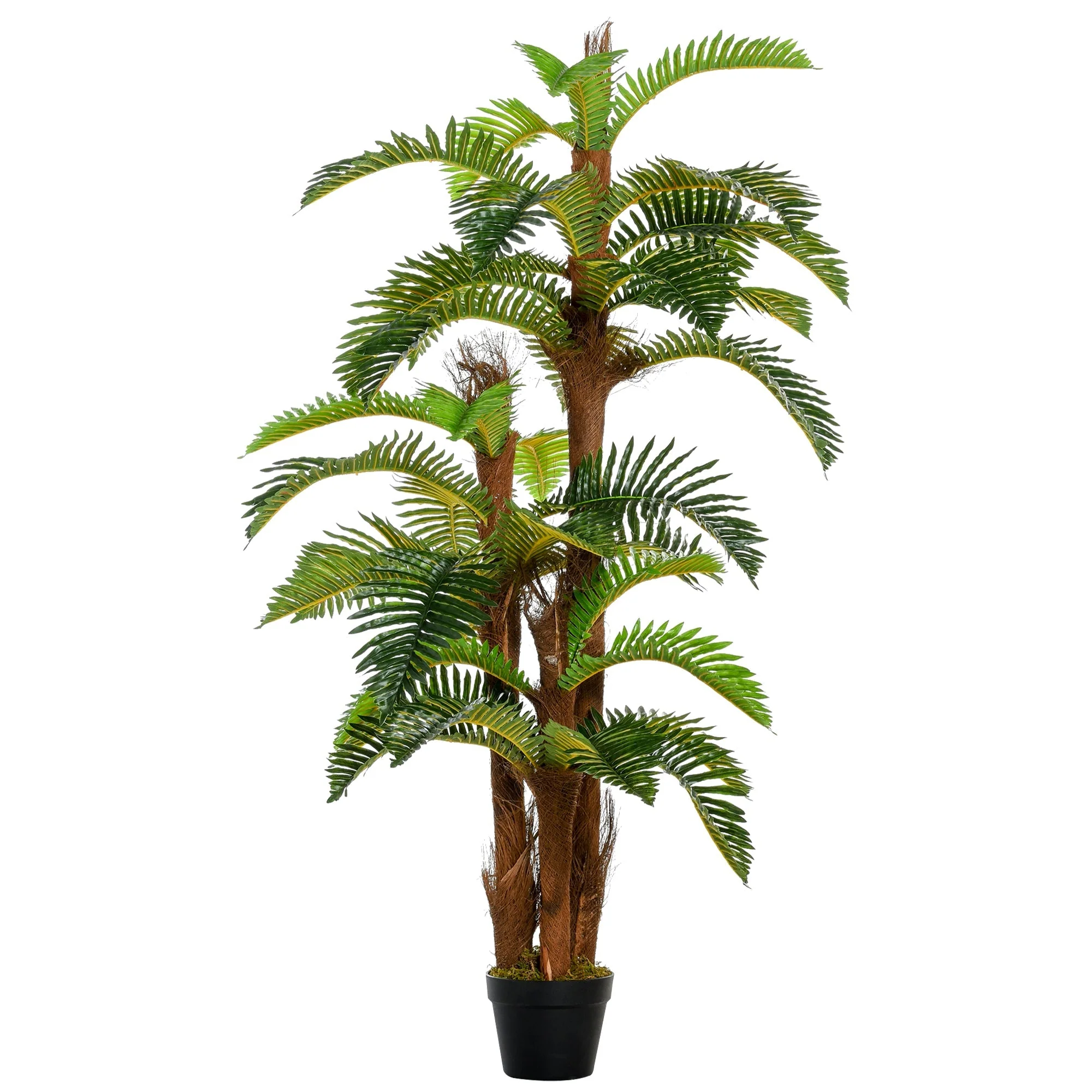 Outsunny 150cm/5Ft Artificial Fern Tree Decorative Plant 36 Leaves With Nursery Pot Fake Plant For Indoor Outdoor Dcor - Image 2