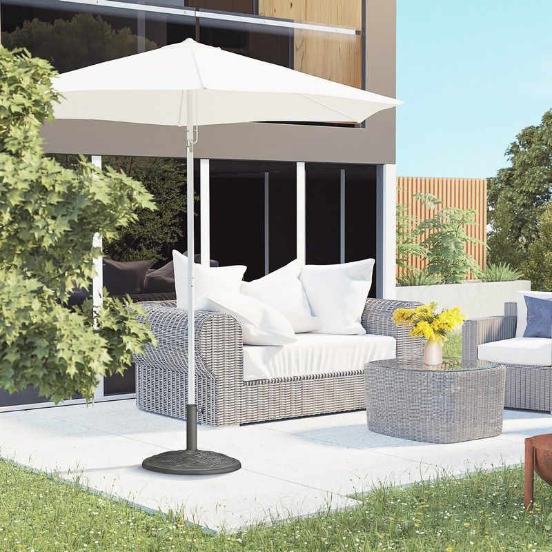 Outsunny 19KG Resin Umbrella Base Garden Parasol Base Stand Round Sun Shade Holder Suitable For Pole Between ?38mm to ?48mm