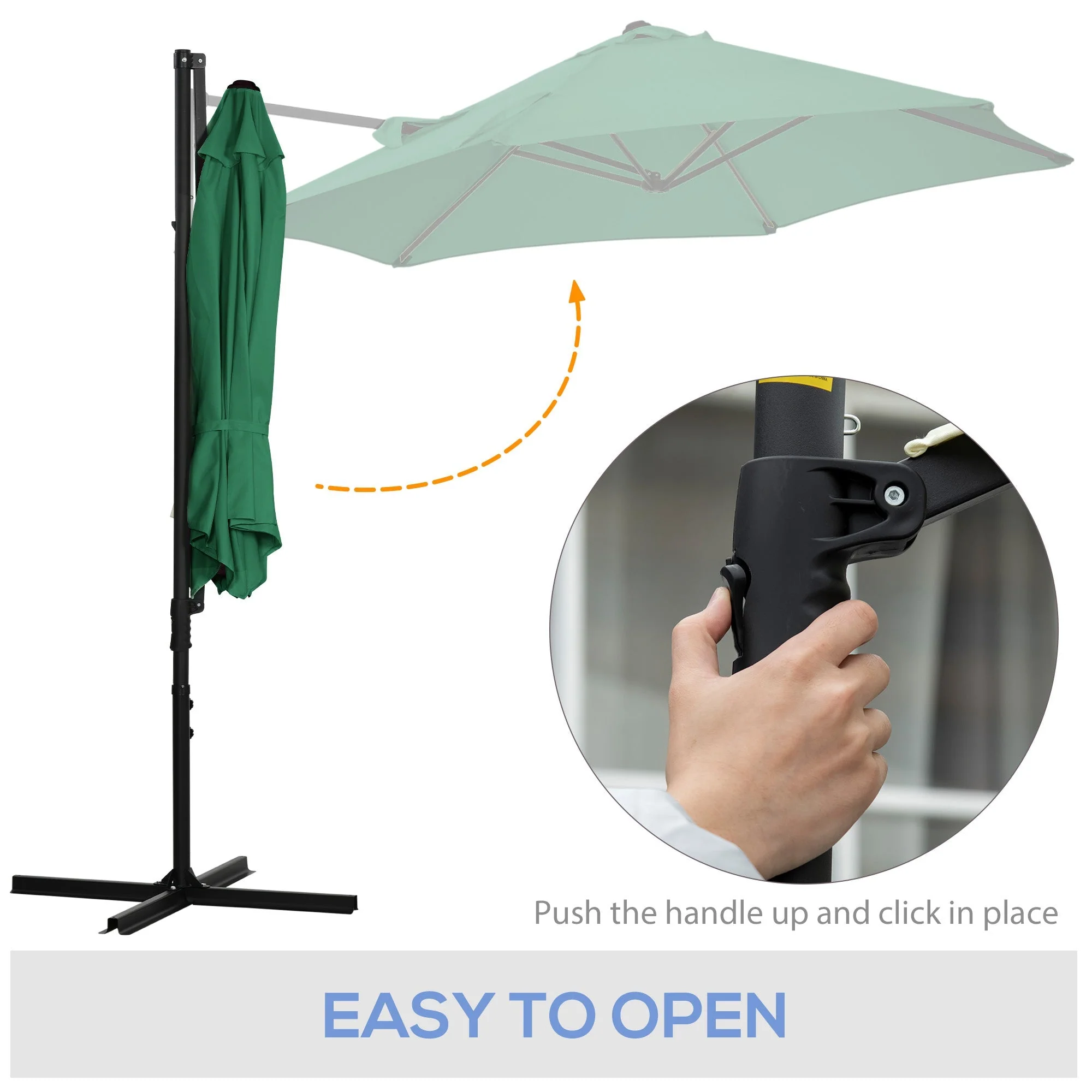 Outsunny 2.5M Garden Cantilever Parasol With 360 Rotation - Image 4