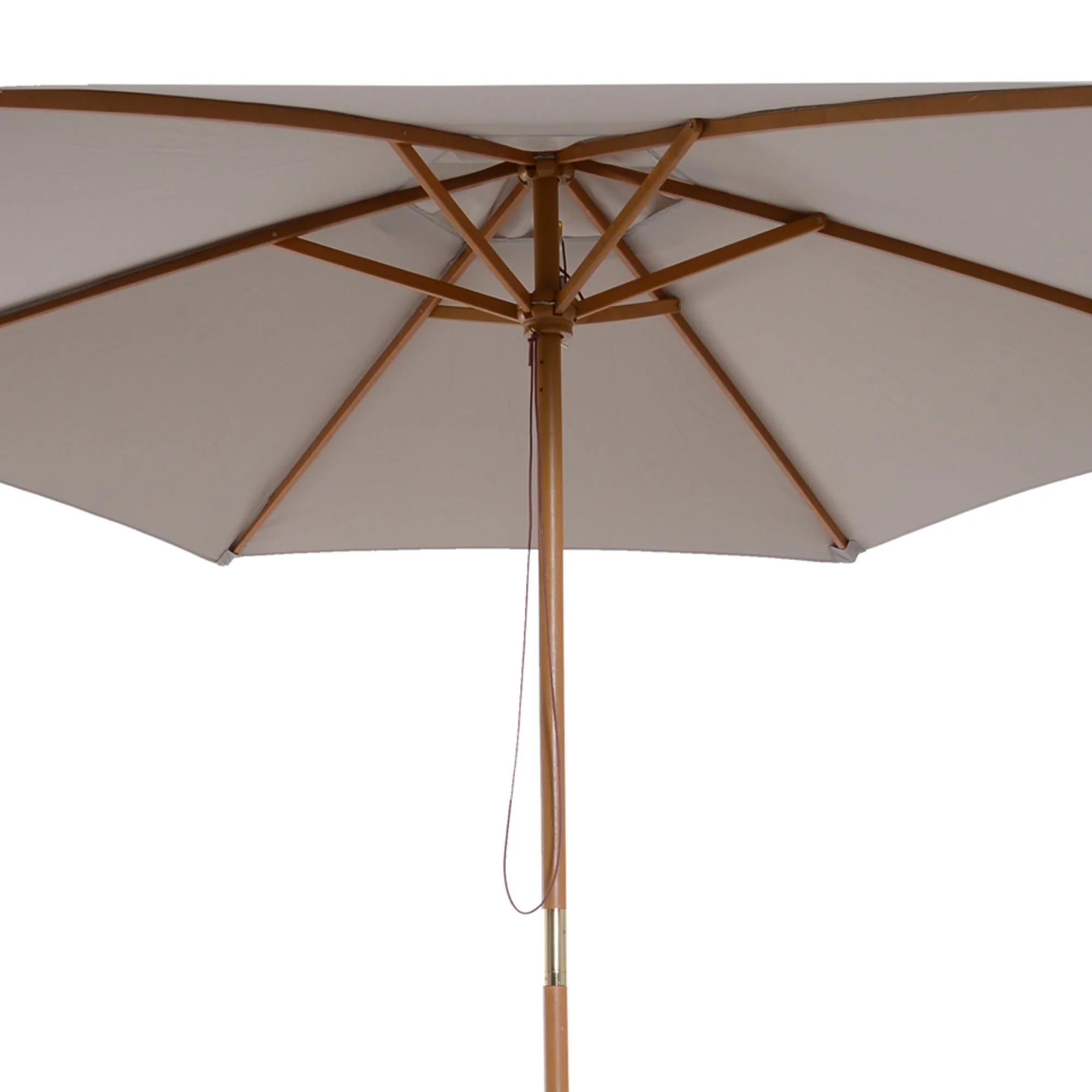 Outsunny 2.5M Wood Garden Parasol Sun Shade Patio Outdoor Wooden Umbrella Canopy Grey - Image 7