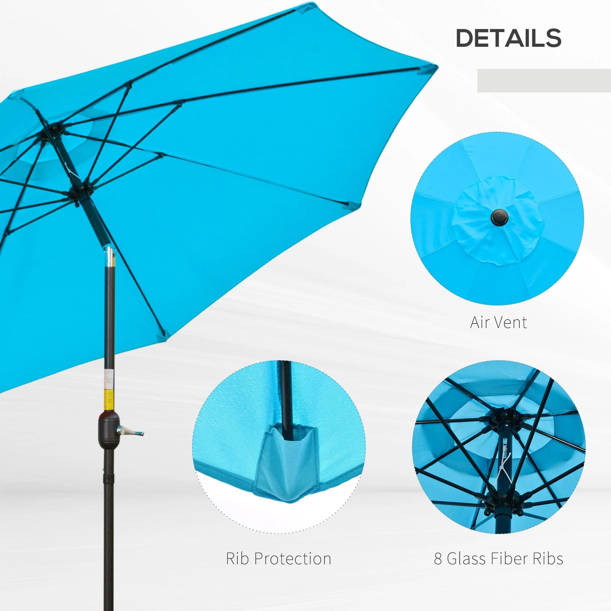 Outsunny 2.6M Patio Parasol Sun Umbrella - Image 6