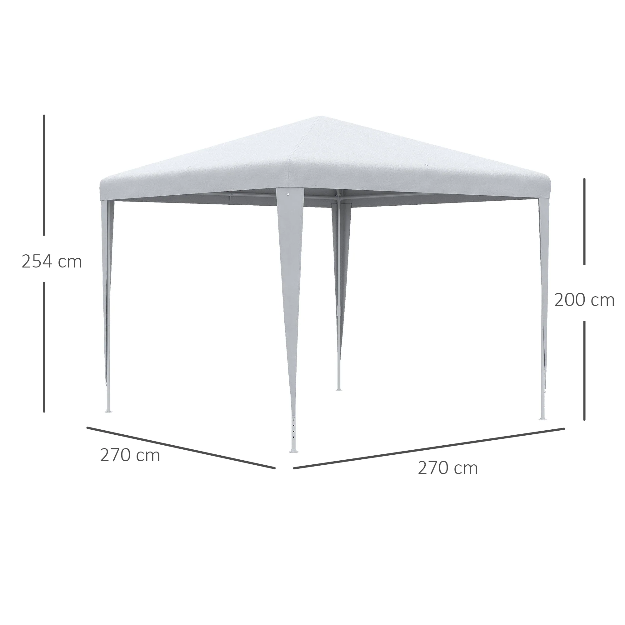 Outsunny 2.7M X 2.7M Garden Gazebo Marquee Party Tent Wedding Canopy Outdoor White - Image 3