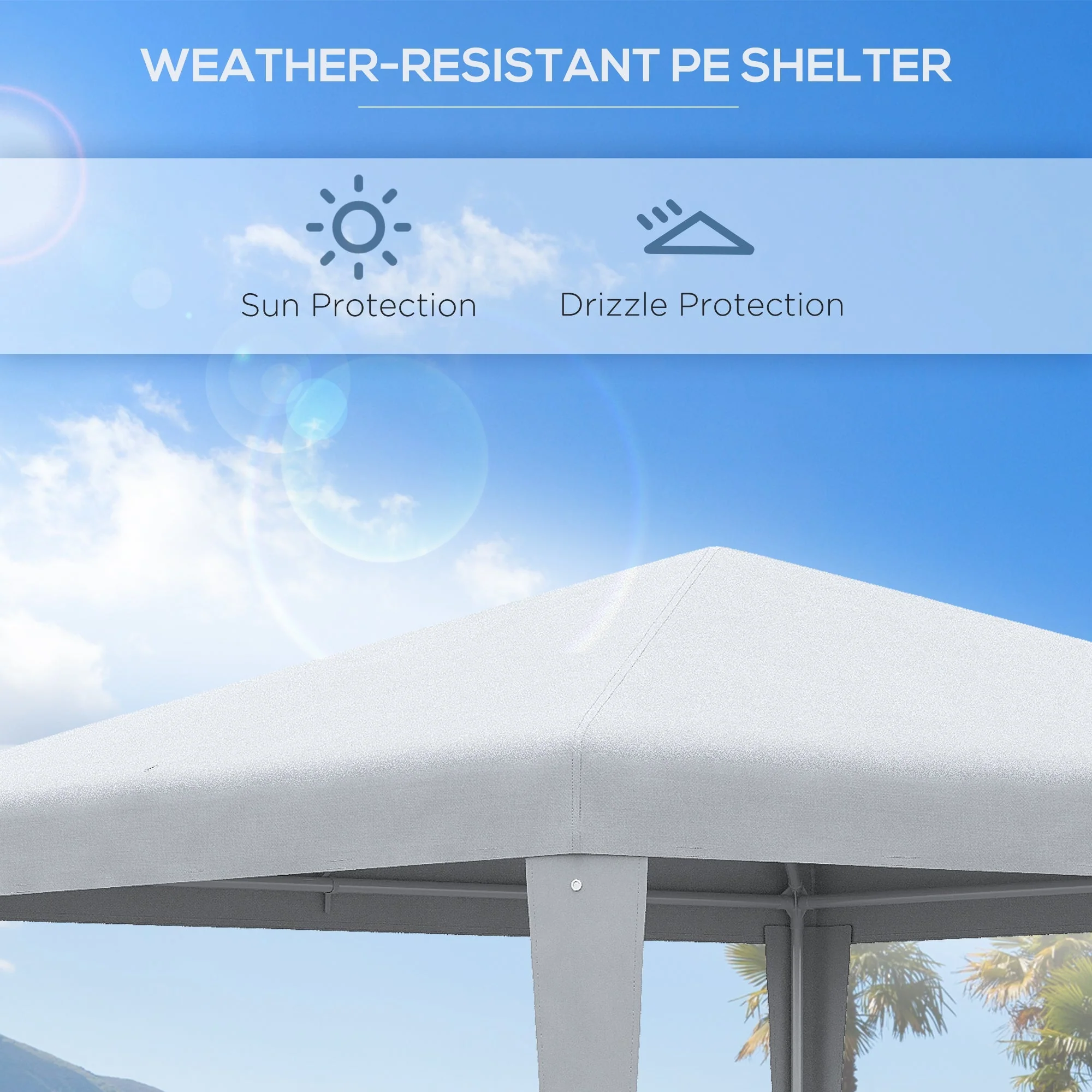 Outsunny 2.7M X 2.7M Garden Gazebo Marquee Party Tent Wedding Canopy Outdoor White - Image 4