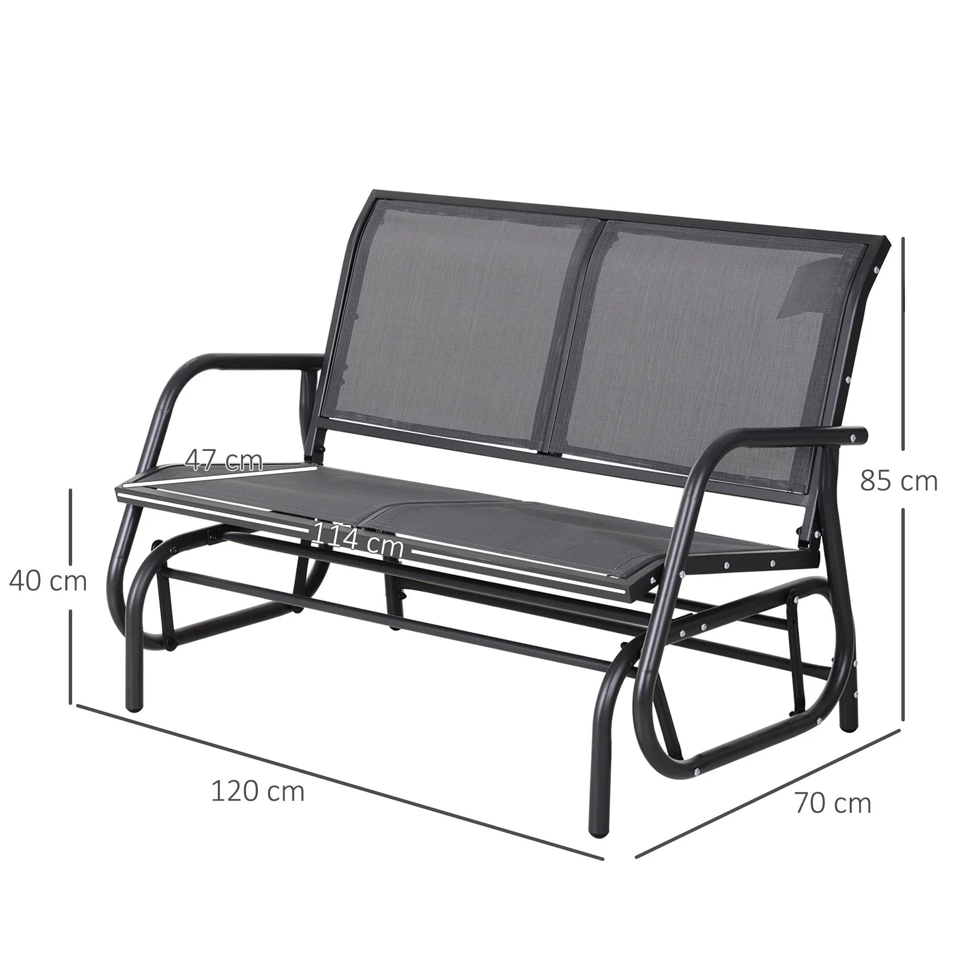 Outsunny 2-Person Outdoor Glider Bench Patio 2 Seater Swing Gliding Chair Loveseat W/Power Coated Steel Frame For Backyard Garden Porch - Image 3