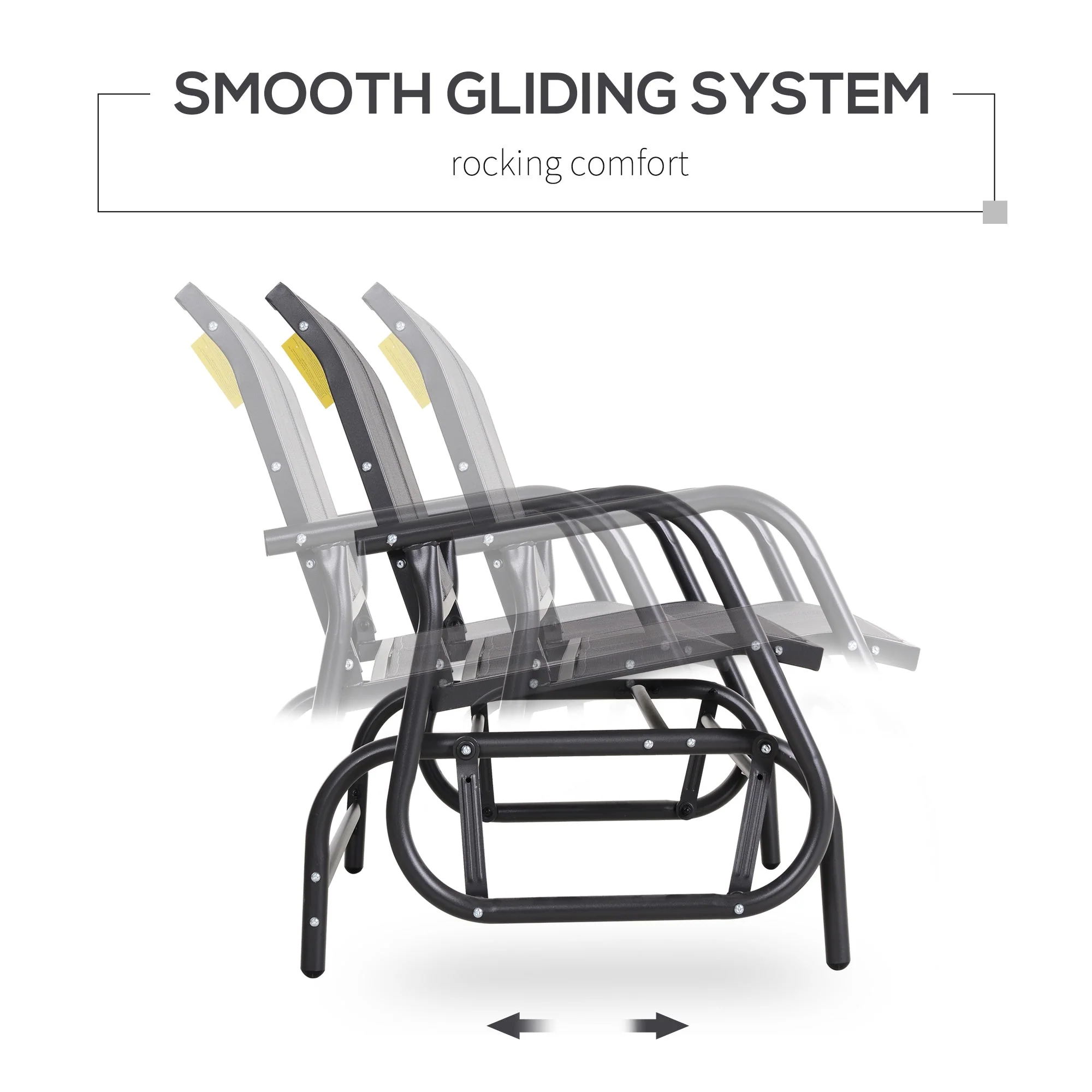 Outsunny 2-Person Outdoor Glider Bench Patio 2 Seater Swing Gliding Chair Loveseat W/Power Coated Steel Frame For Backyard Garden Porch - Image 4