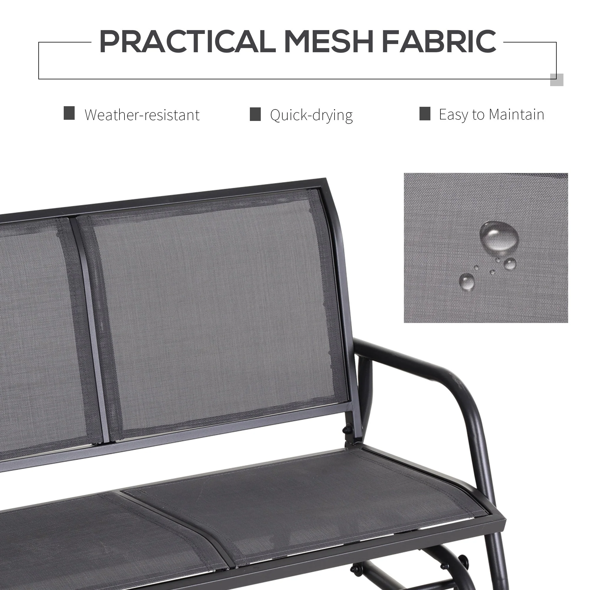 Outsunny 2-Person Outdoor Glider Bench Patio 2 Seater Swing Gliding Chair Loveseat W/Power Coated Steel Frame For Backyard Garden Porch - Image 5