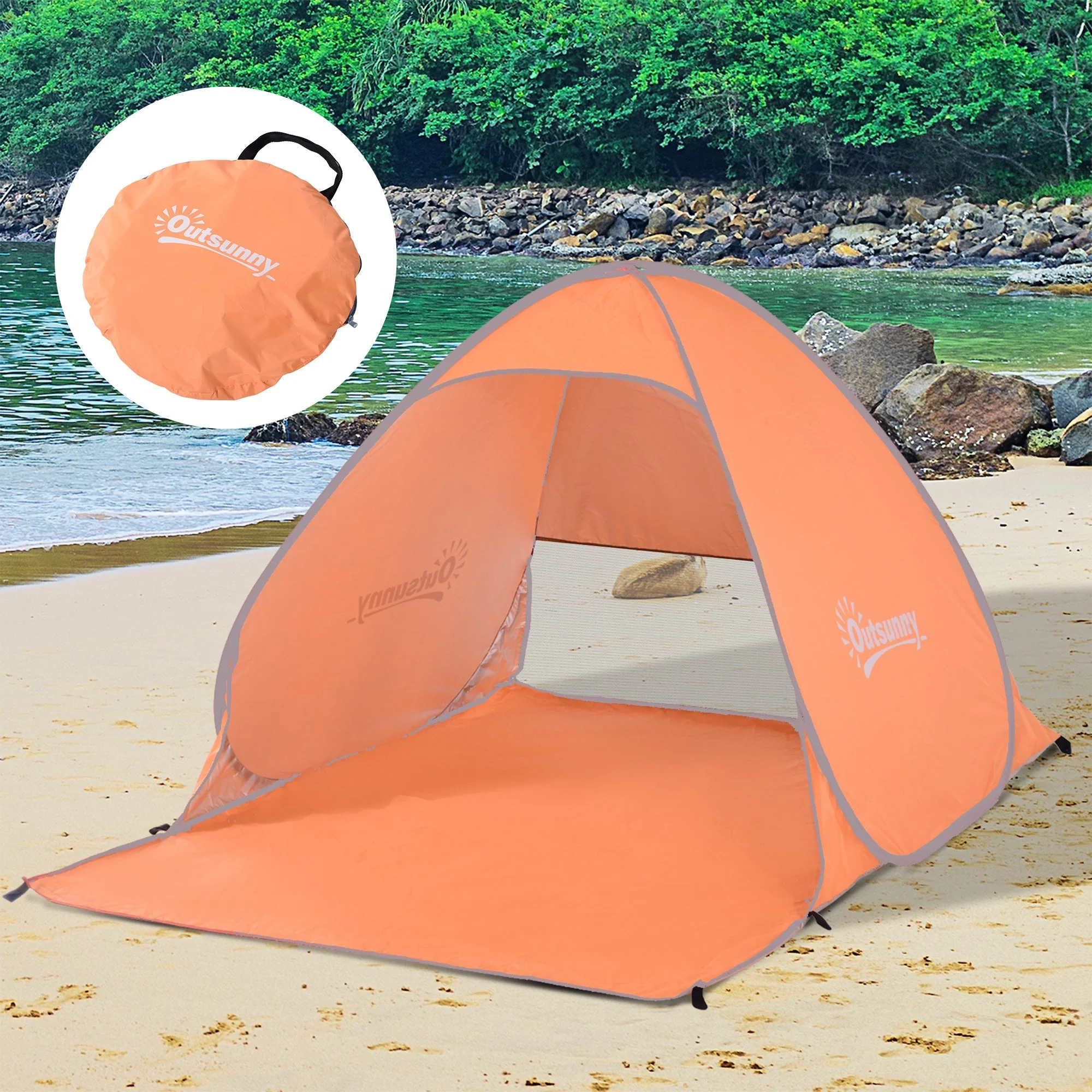 Outsunny 2 Person Pop Up Uv Shelter Shade-Orange - Image 2
