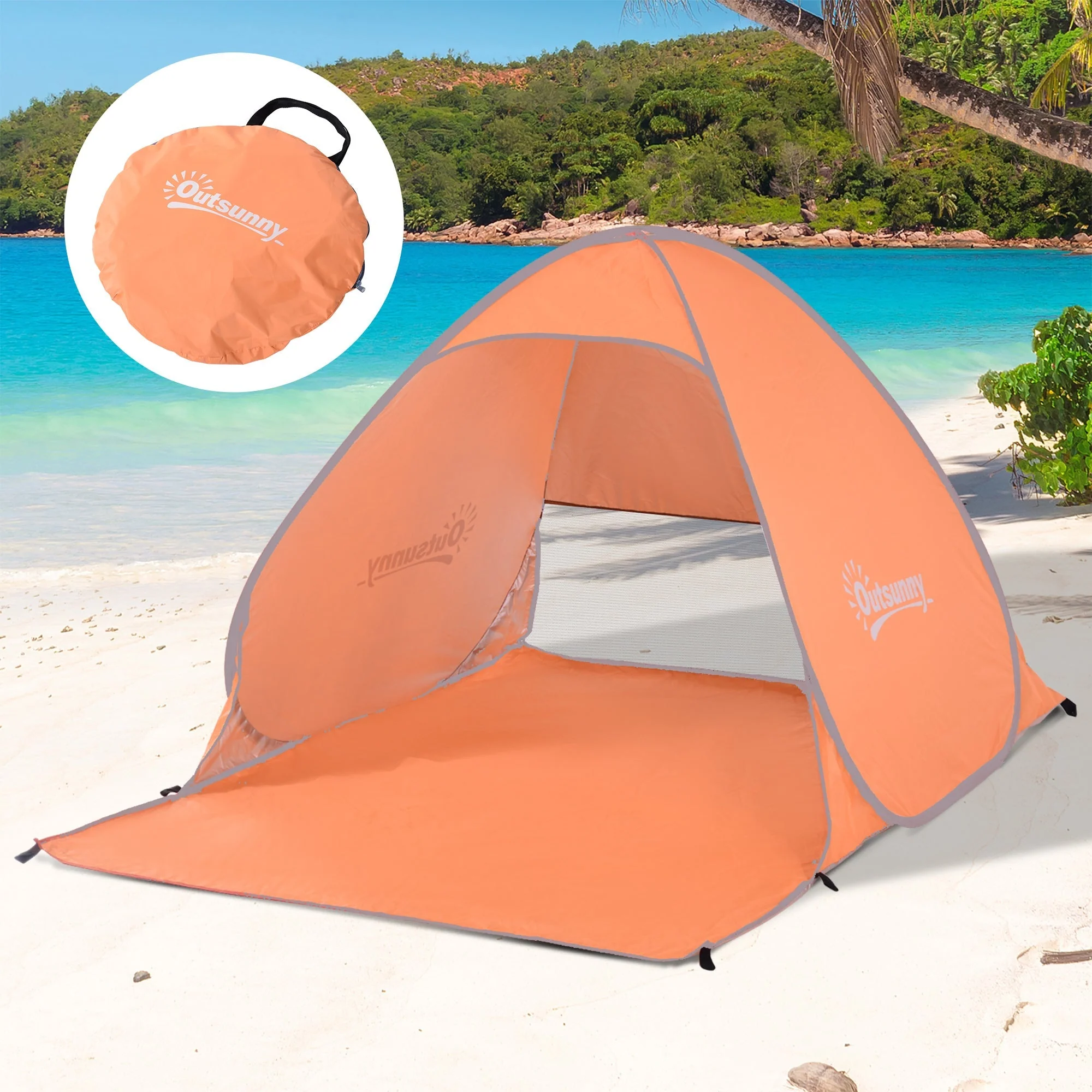 Outsunny 2 Person Pop Up Uv Shelter Shade-Orange - Image 9