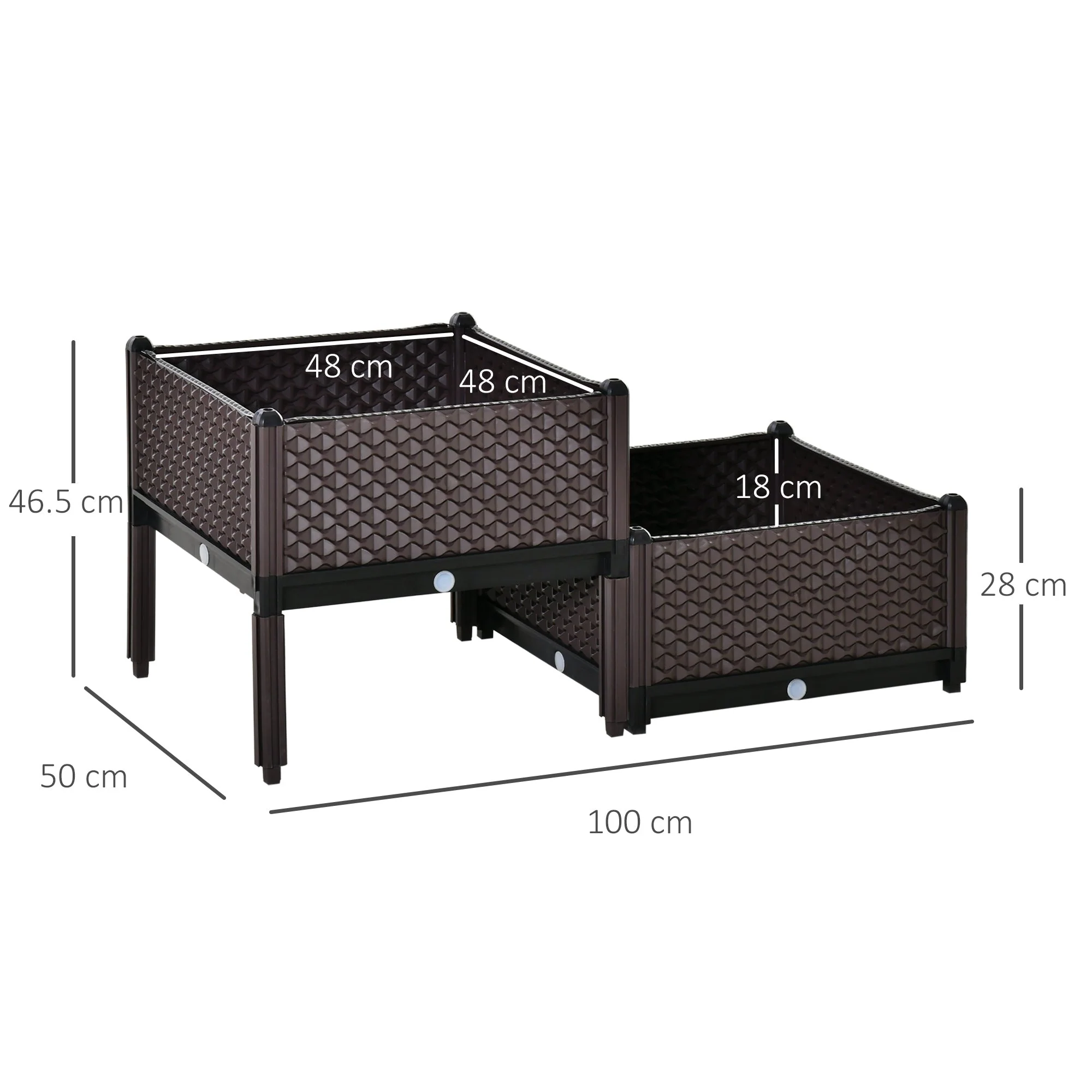 Outsunny 2-Piece Raised Garden Bed Planter Box Flower Vegetables Planting Container - Image 3