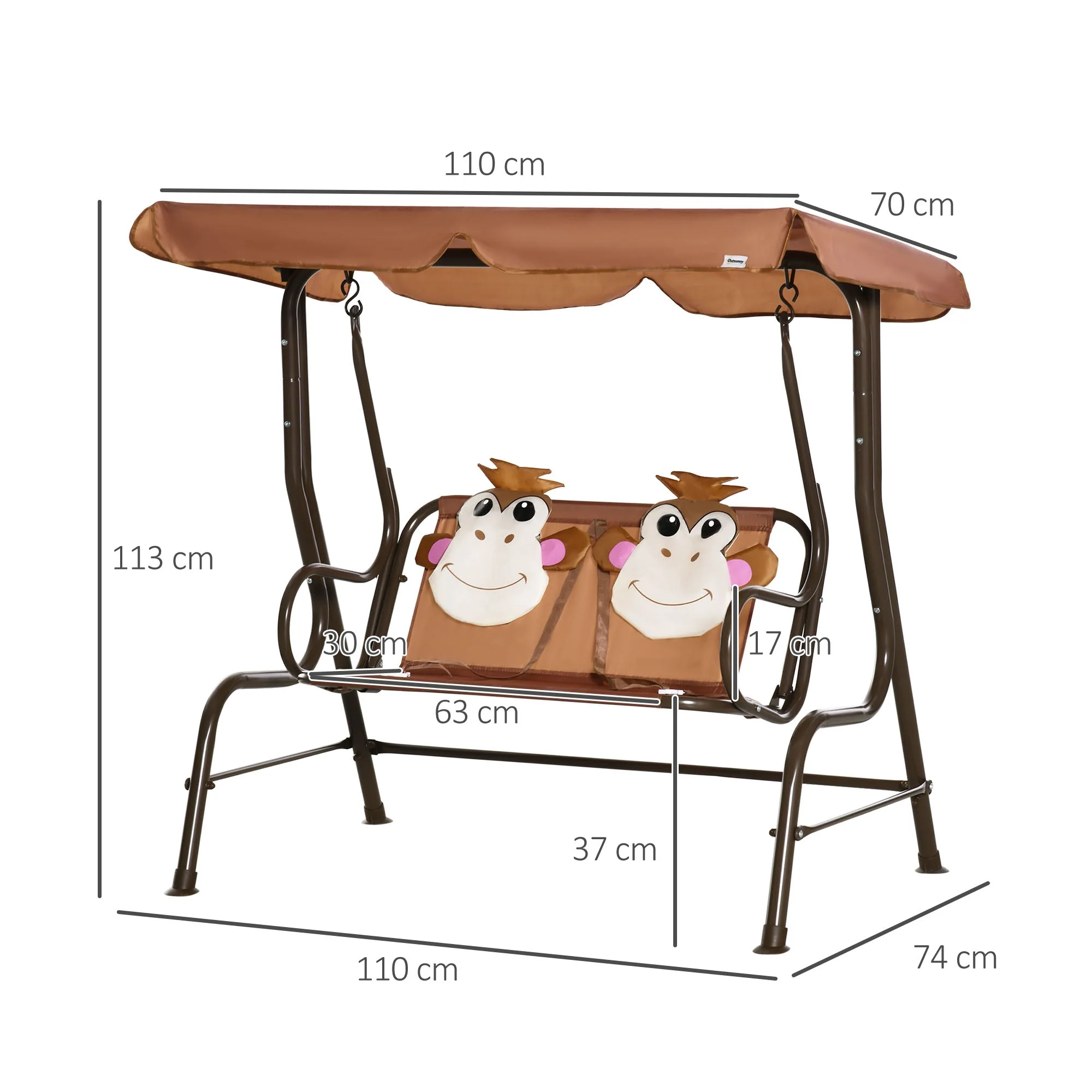 Outsunny 2 Seater Kids Garden Swing Seat - Image 3