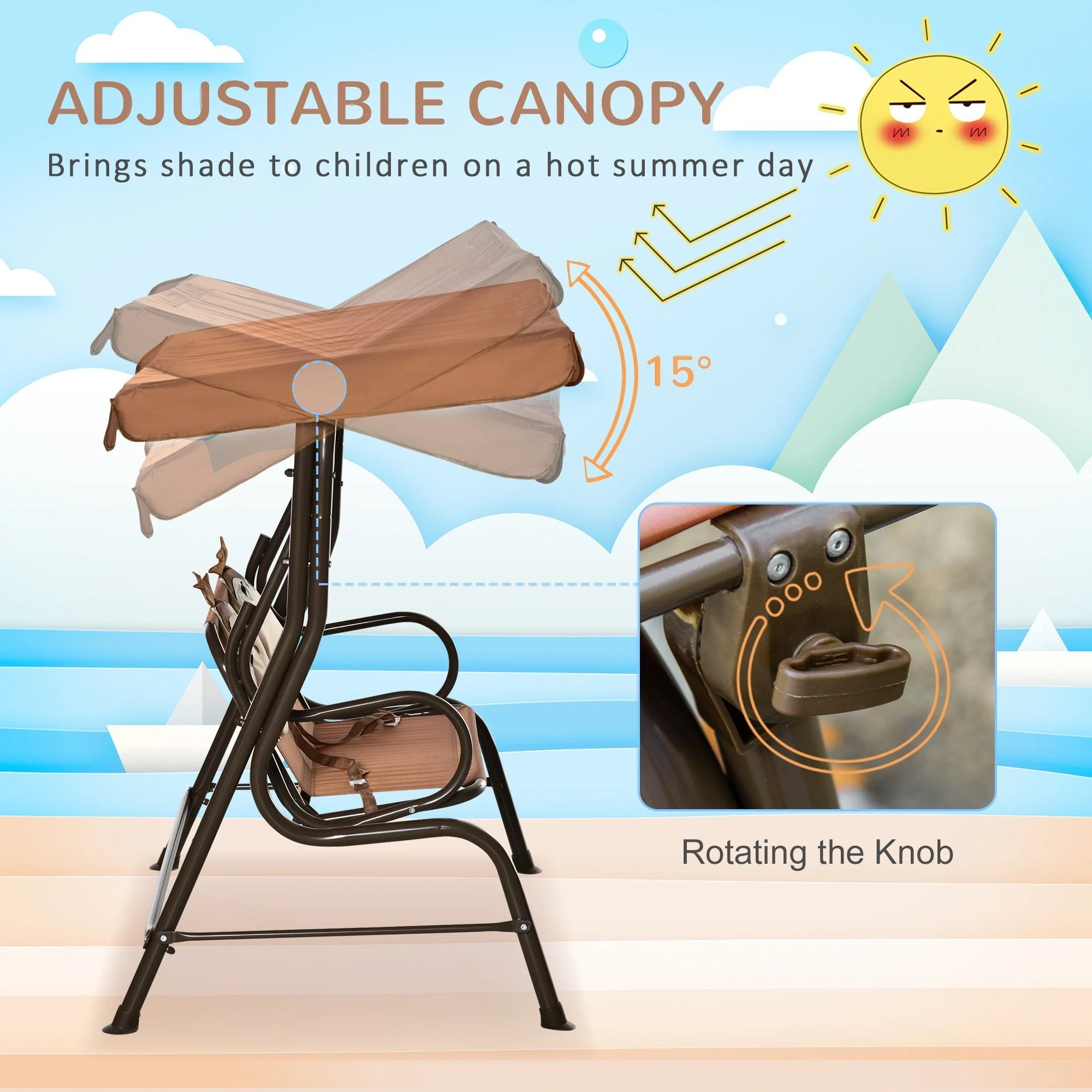 Outsunny 2 Seater Kids Garden Swing Seat - Image 5