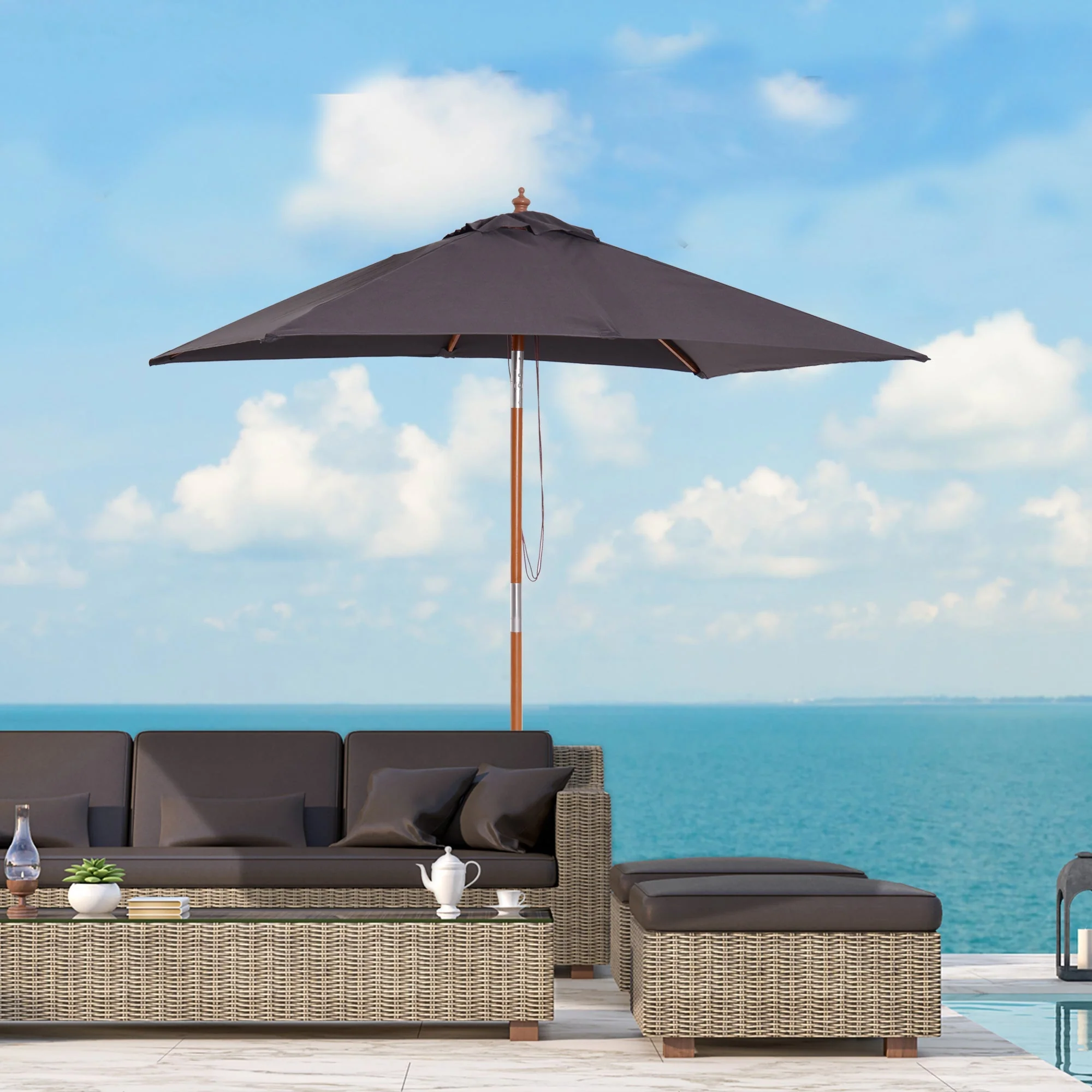 Outsunny 2M X 1.5M Garden Parasol Umbrella With Tilting Sunshade Canopy - Image 2