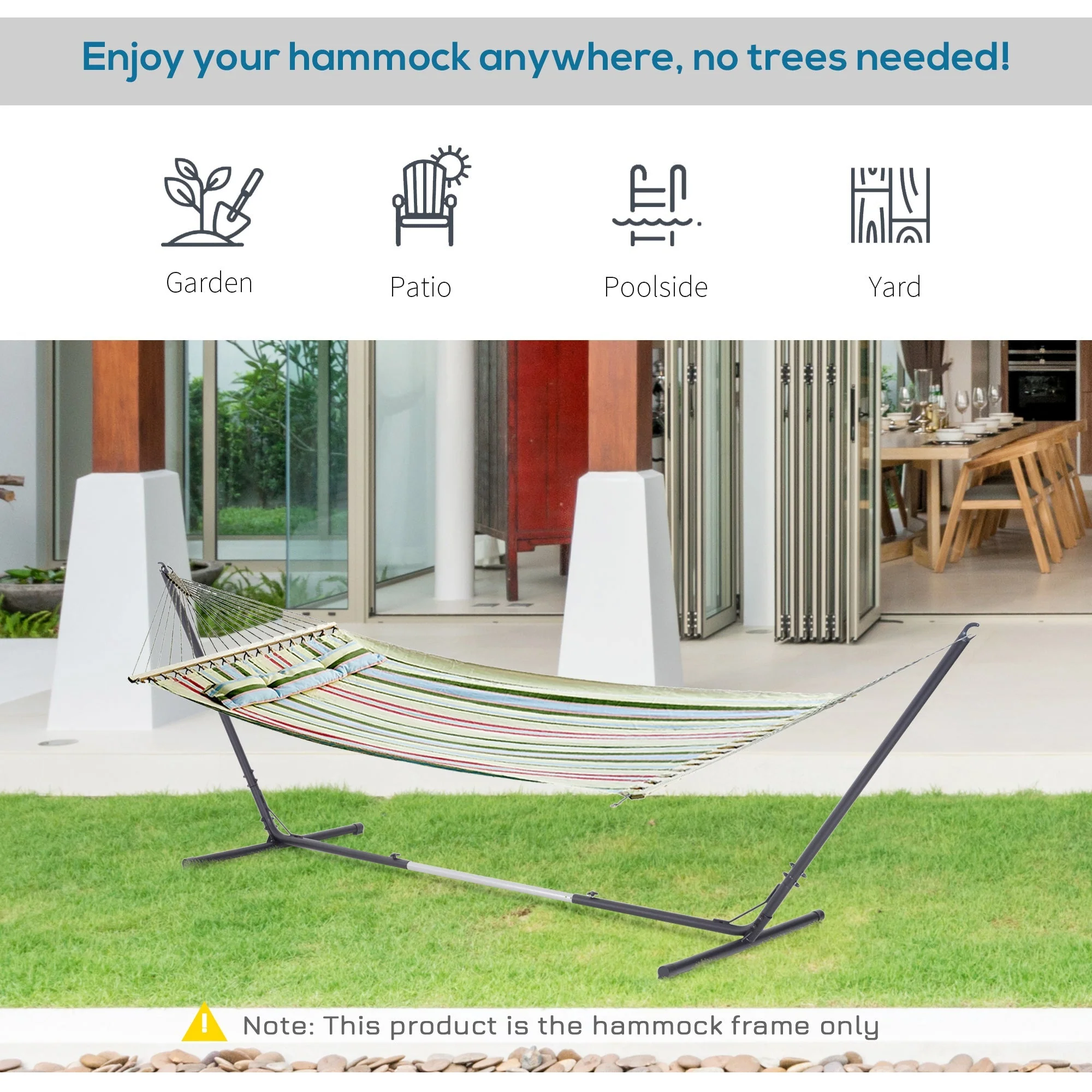 Outsunny 3.1?3.8M Adjustable Universal Hammock Stand Metal Frame Garden Camping Picnic Outdoor Patio Replacement ? Stand Only - Image 6